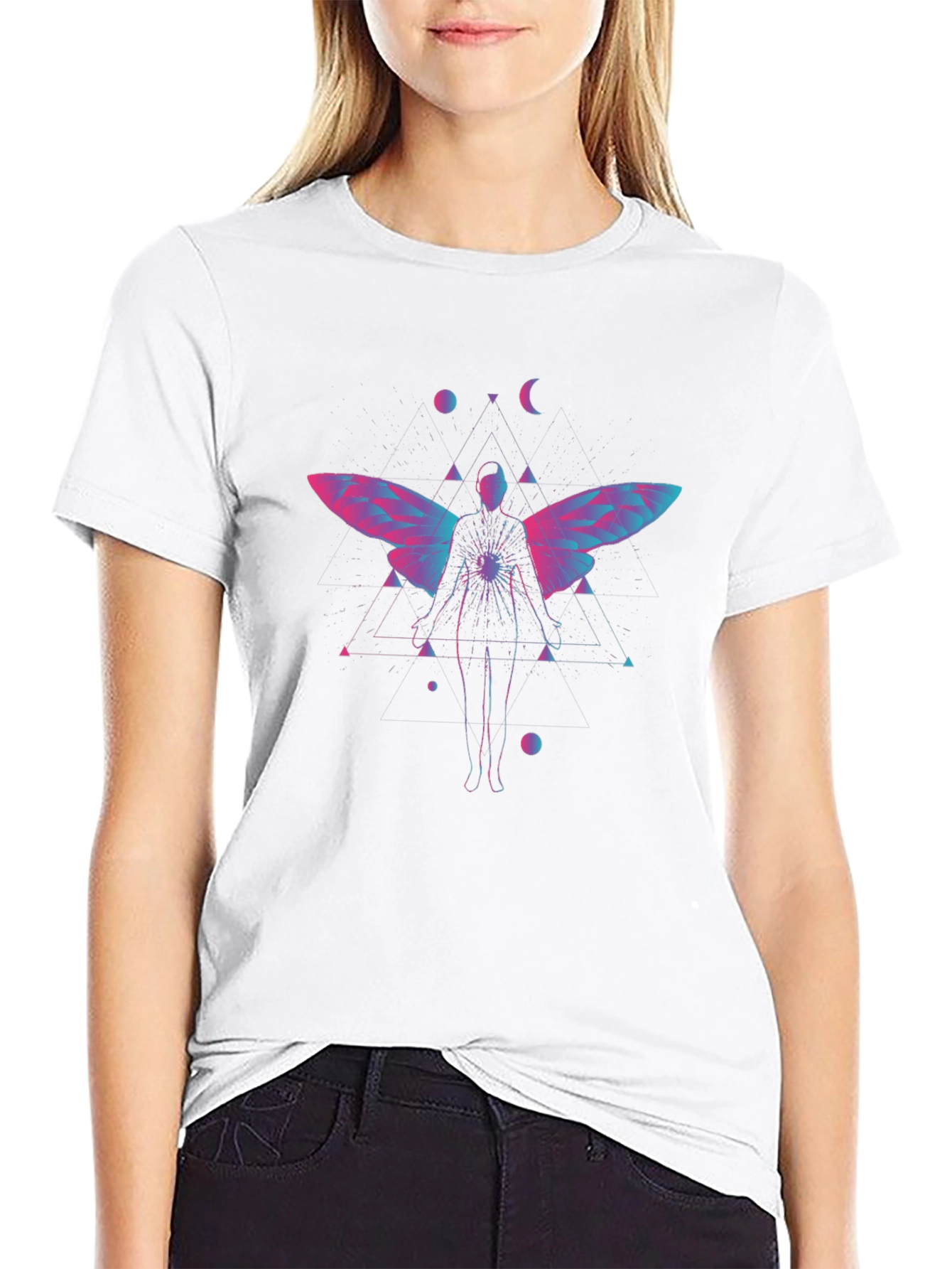 Black Geometric Fairy Graphic Tee - Black view 9