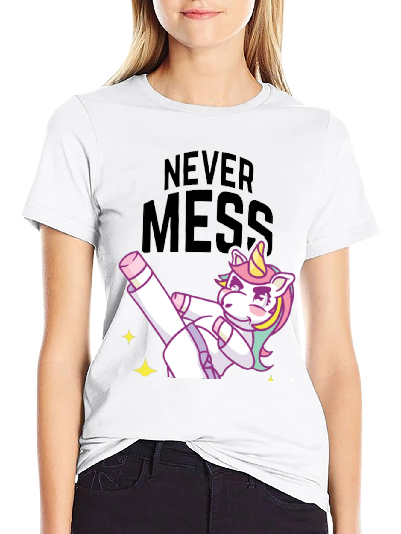 Black Never Mess With Unicorn Funny T-Shirt view 9