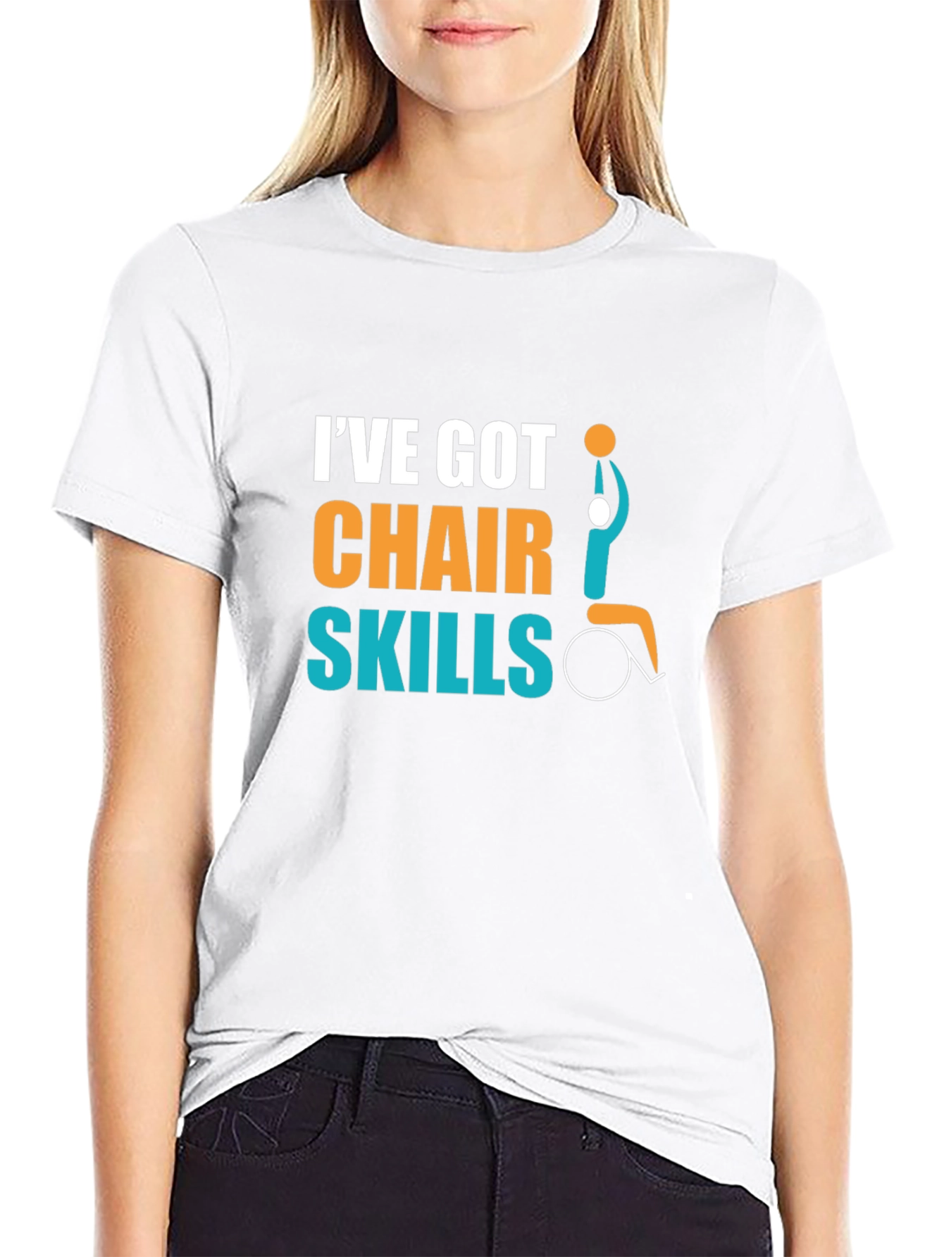 Black I've Got Chair Skills T-Shirt - Wheelchair Basketball Design view 9