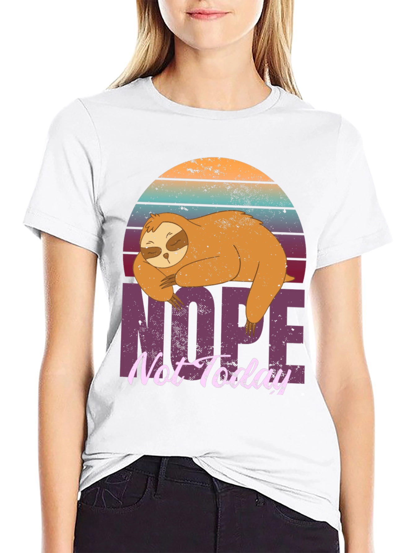Black Sloth Nope Not Today Graphic T-Shirt view 9