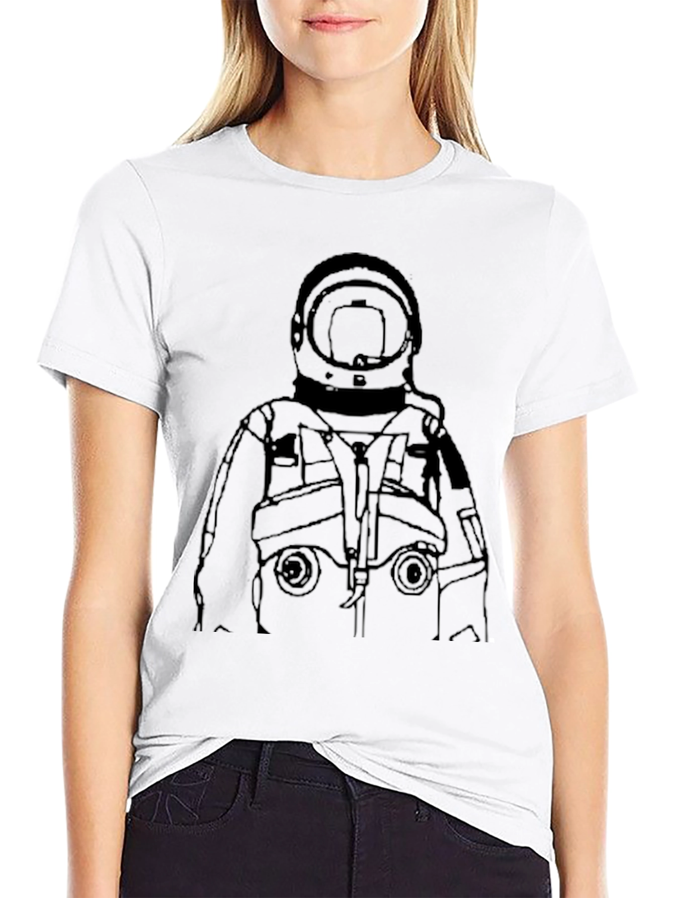Black Astronaut Outline Graphic Tee - Black view 9