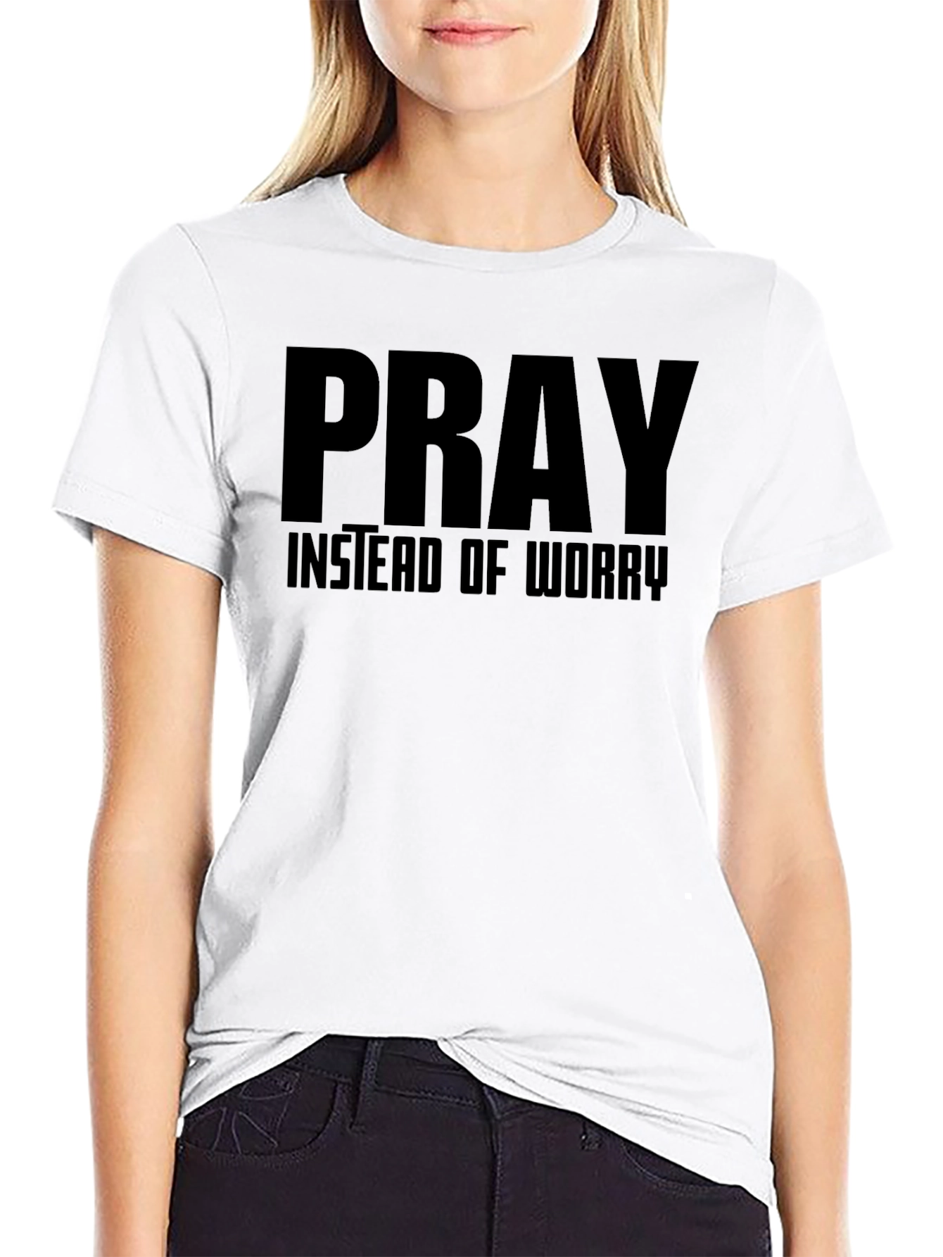 Black Pray Instead of Worry Graphic T-Shirt view 9