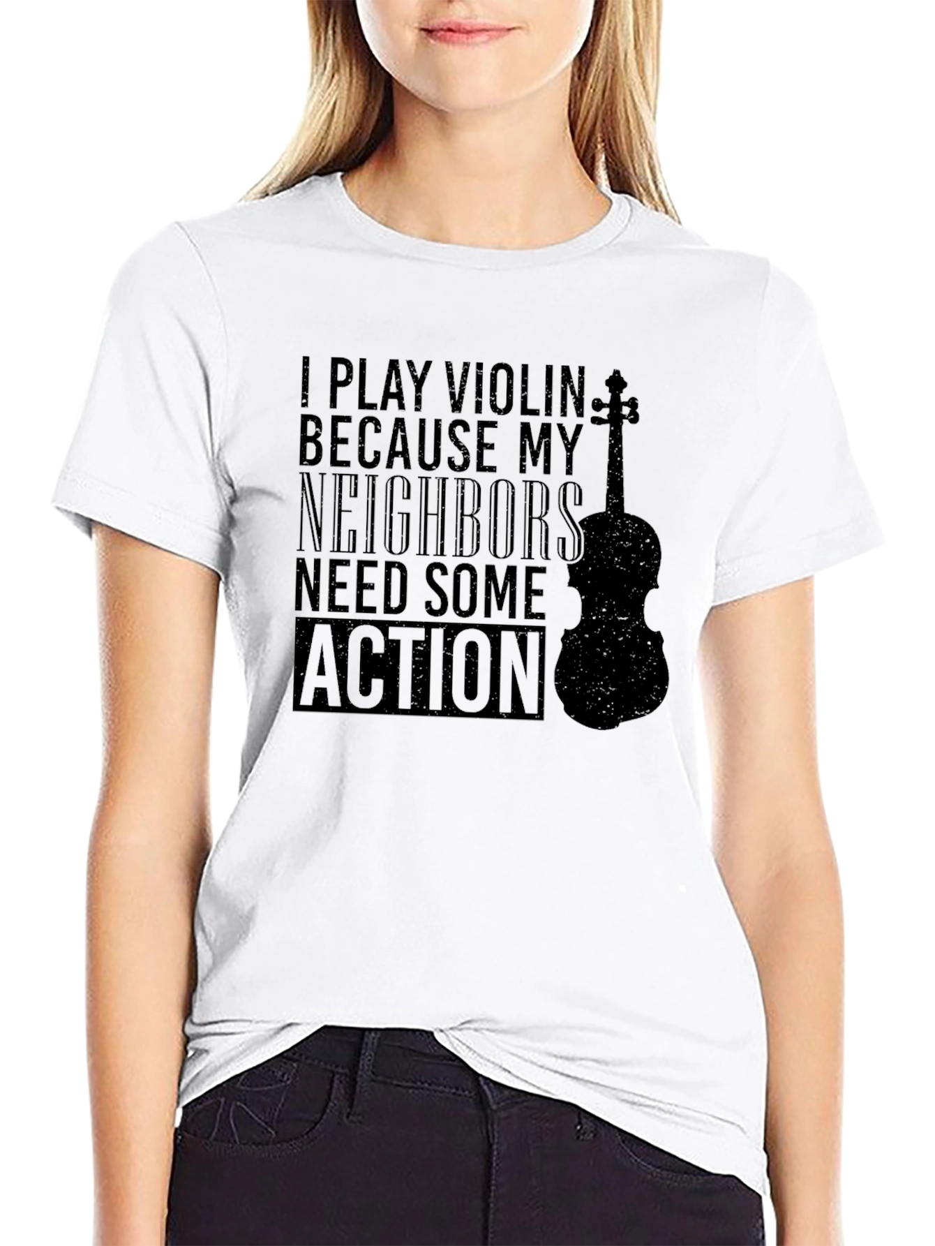 Black Violin Player T-Shirt - "Need Some Action" Humor Tee view 9