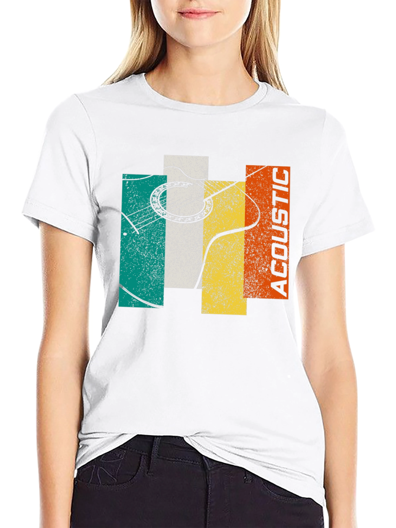 Black Acoustic Guitar Graphic Tee - Retro Music Shirt view 9