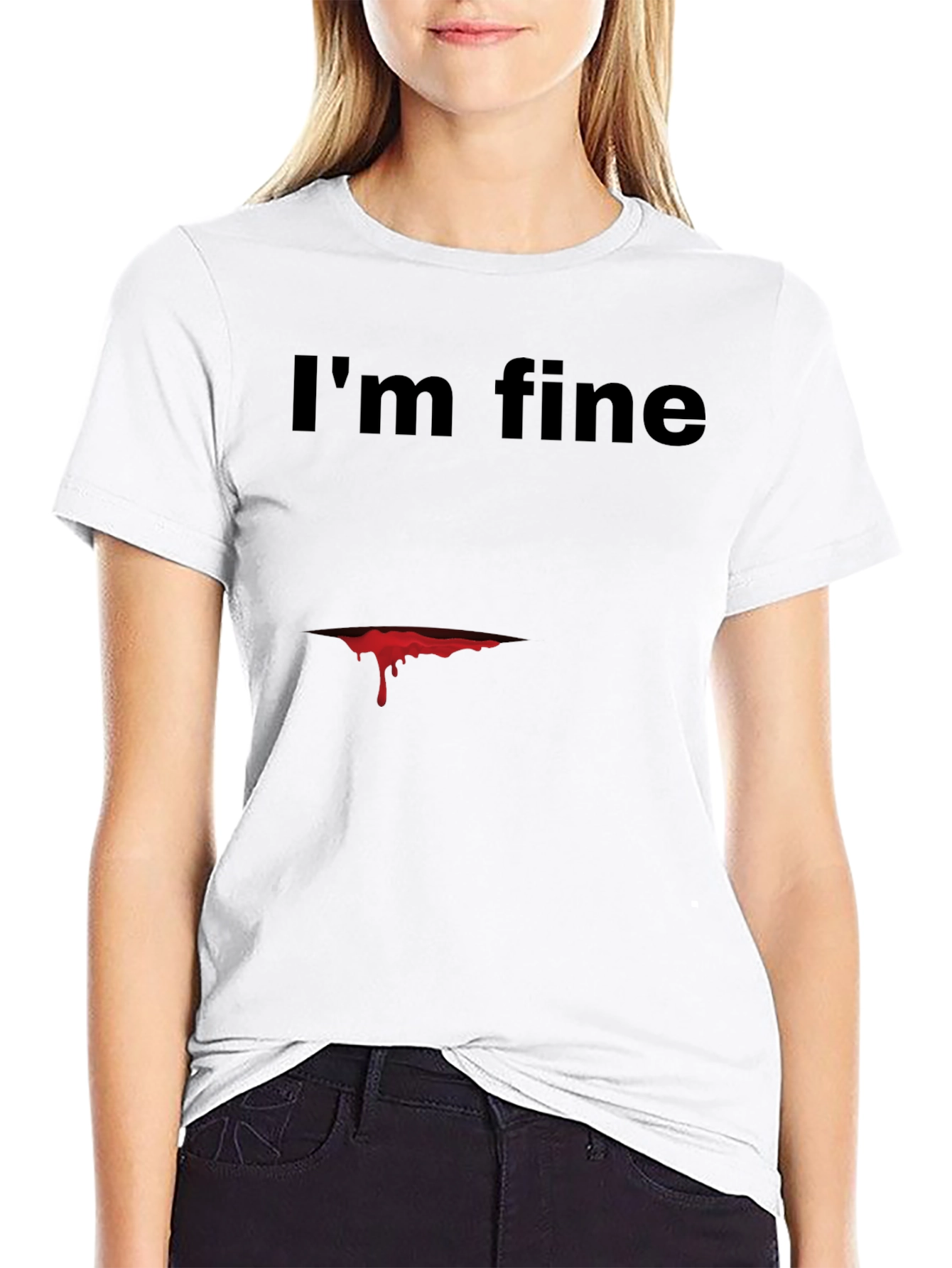 Black I'm Fine Graphic Tee - Dark Humor T-Shirt view 9