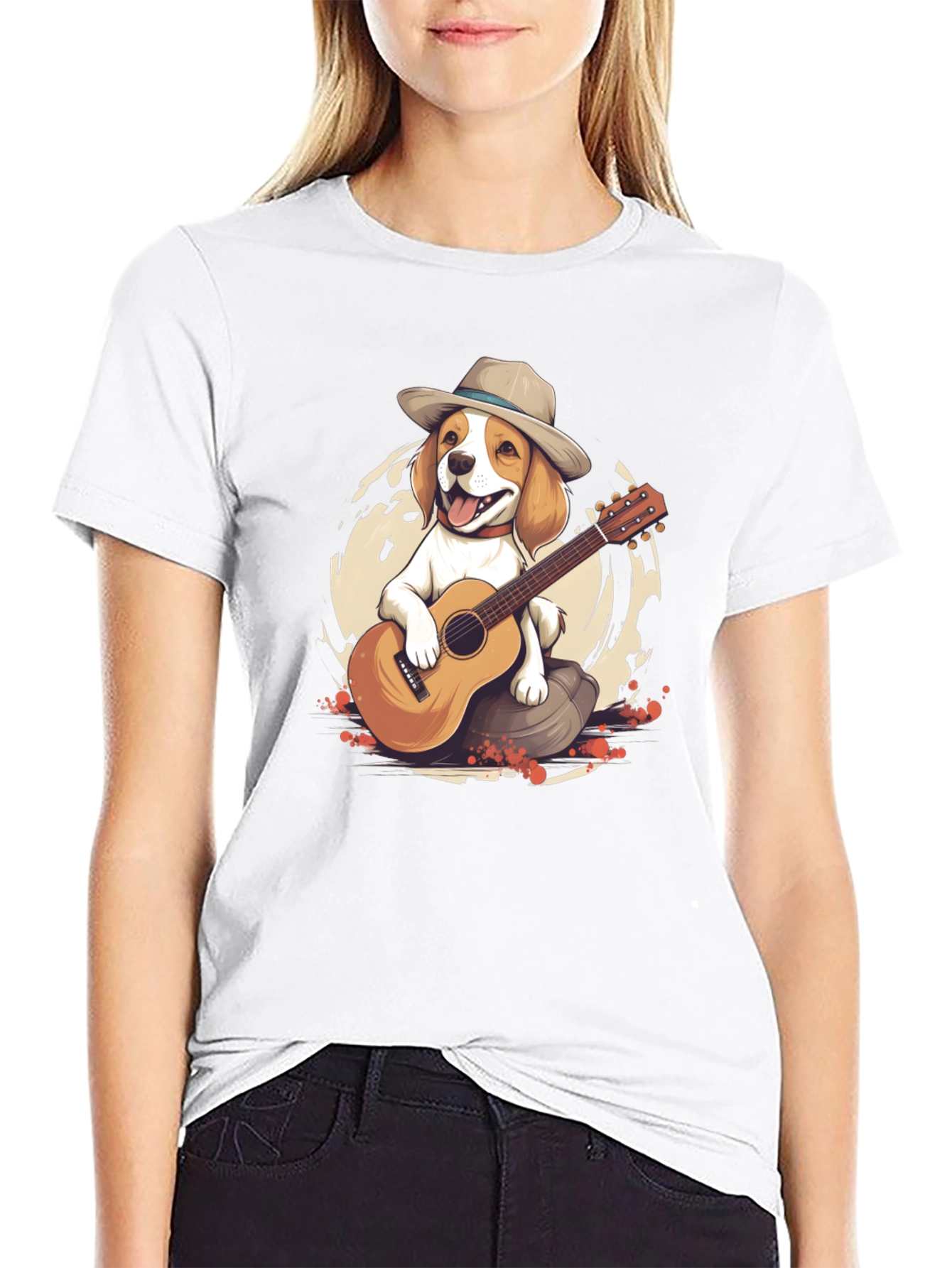 Black Dog Playing Guitar Graphic T-Shirt view 9