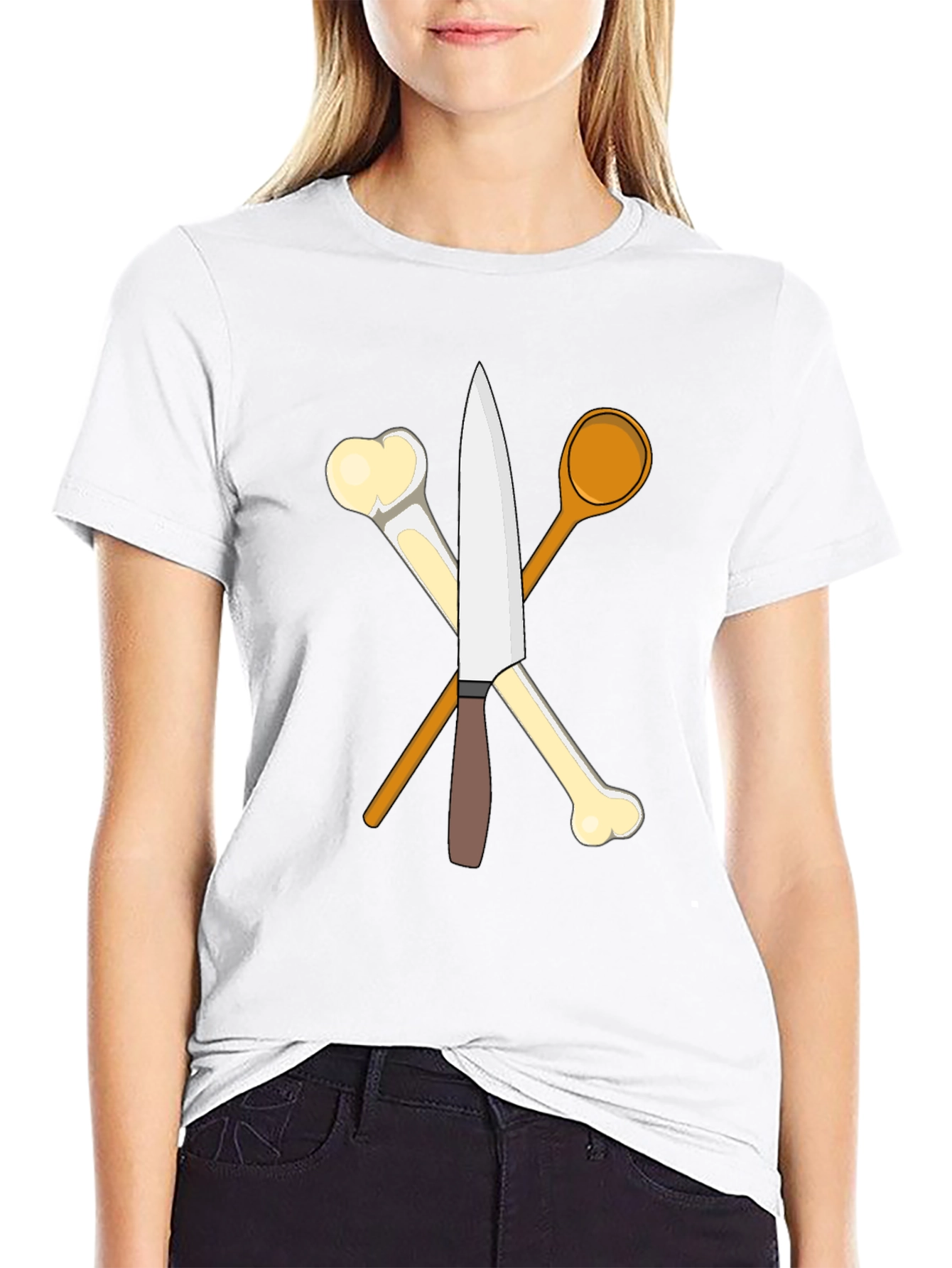 Chef's Knife, Bones, and Spoon Black T-Shirt - 9