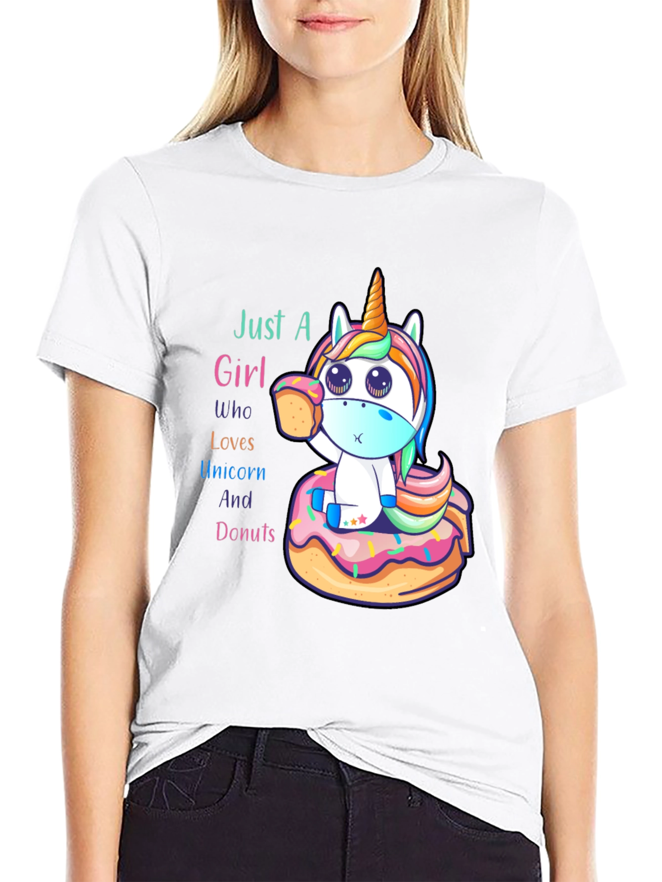 Black Unicorn & Donuts Graphic T-Shirt view 9