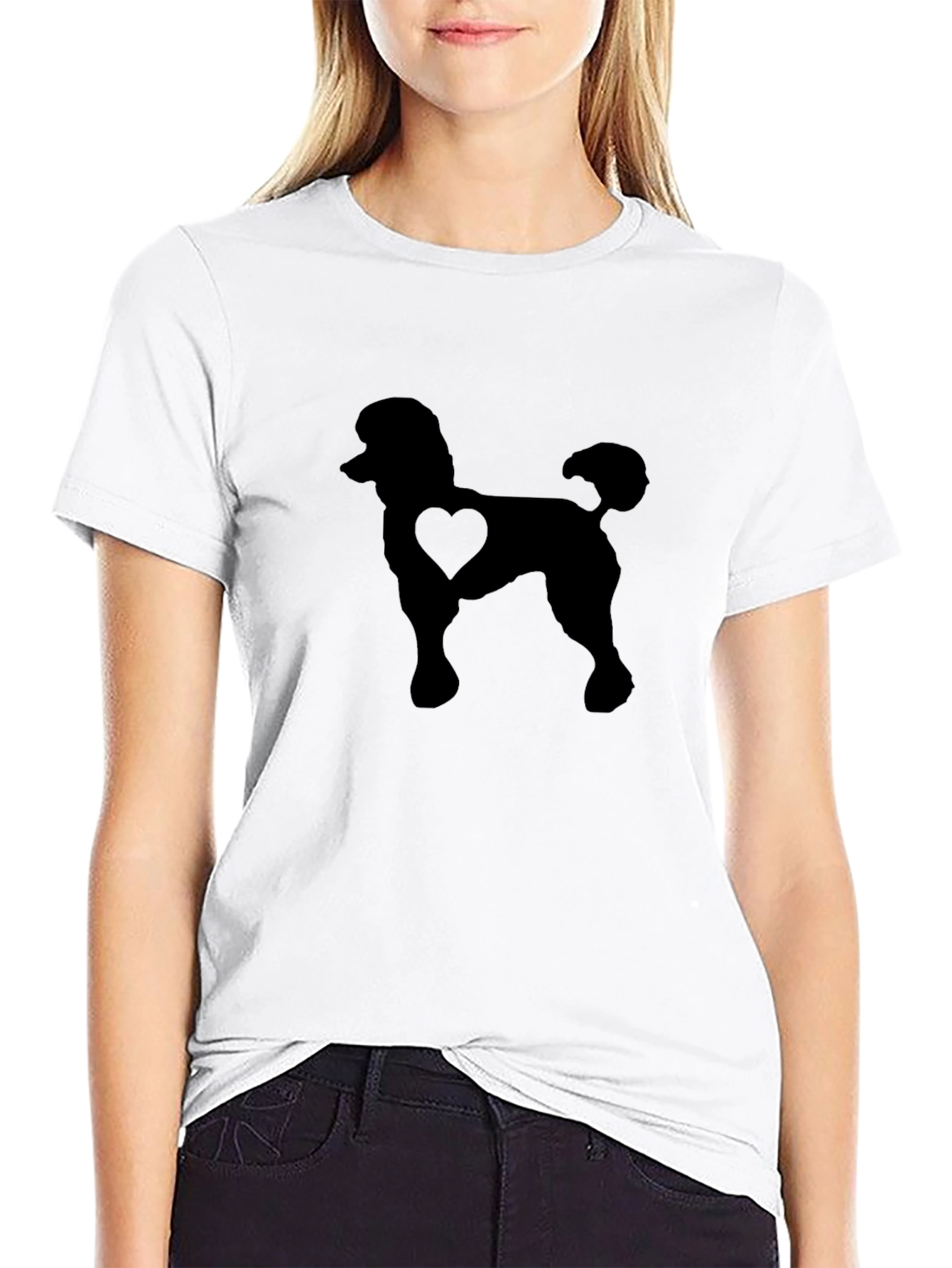 Black Poodle Heart T-Shirt - Stylish Dog Lover Tee view 9