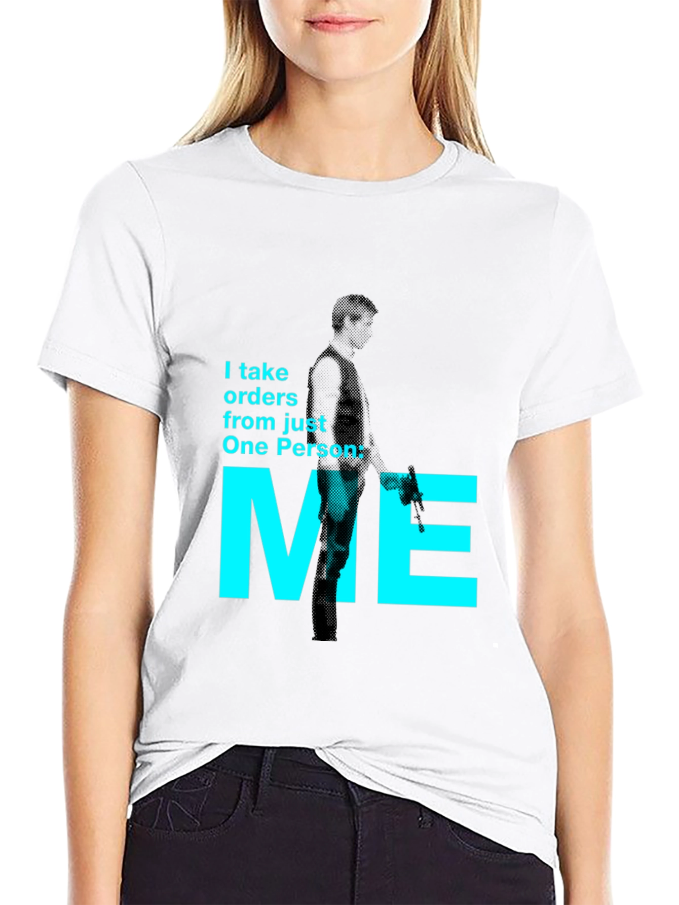 Black I Take Orders From Just One Person: Me T-Shirt view 9