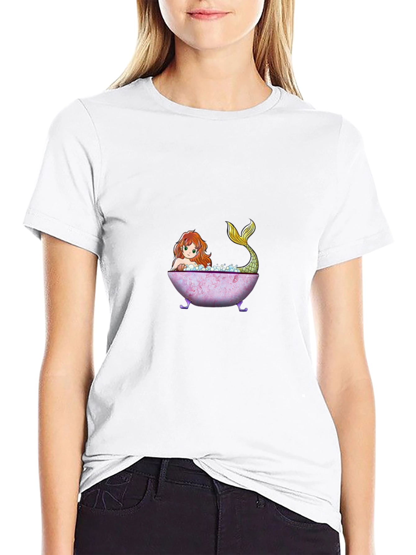 Black Mermaid Bathtub Graphic T-Shirt view 9