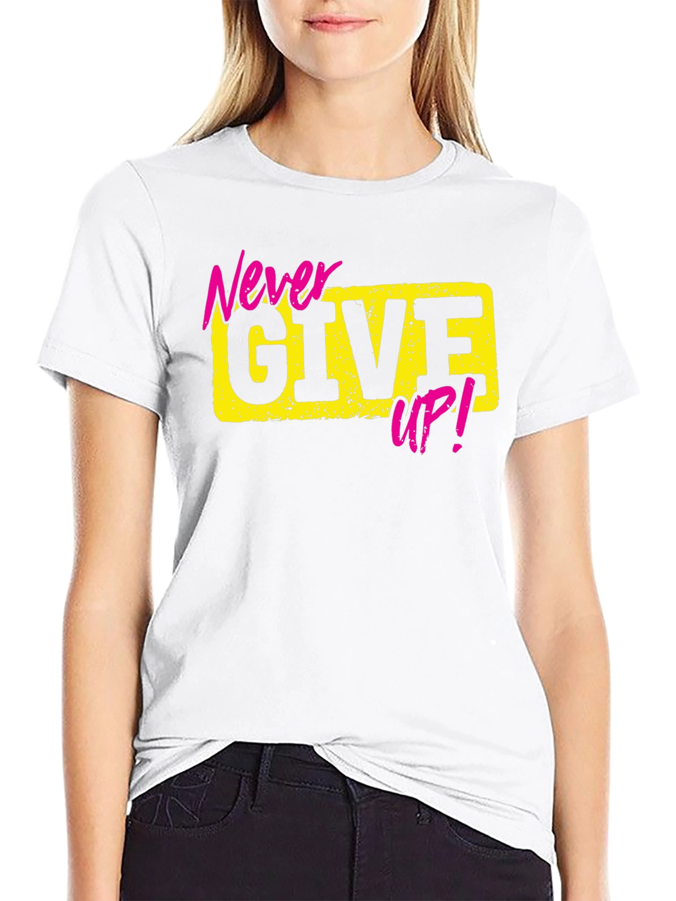 Black Never Give Up Graphic Tee view 9