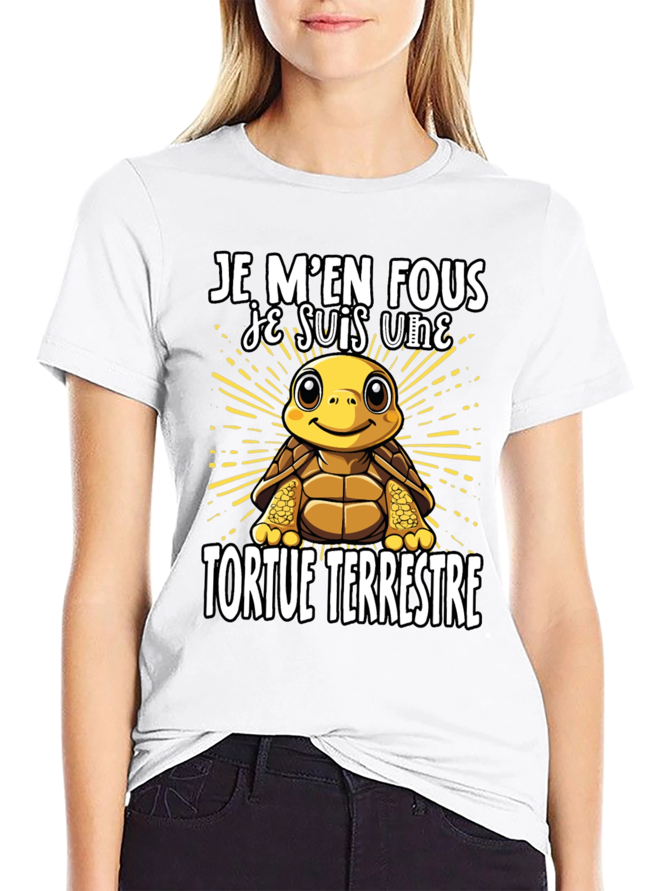 Black Funny French Turtle T-Shirt - Je M'en Fous view 9