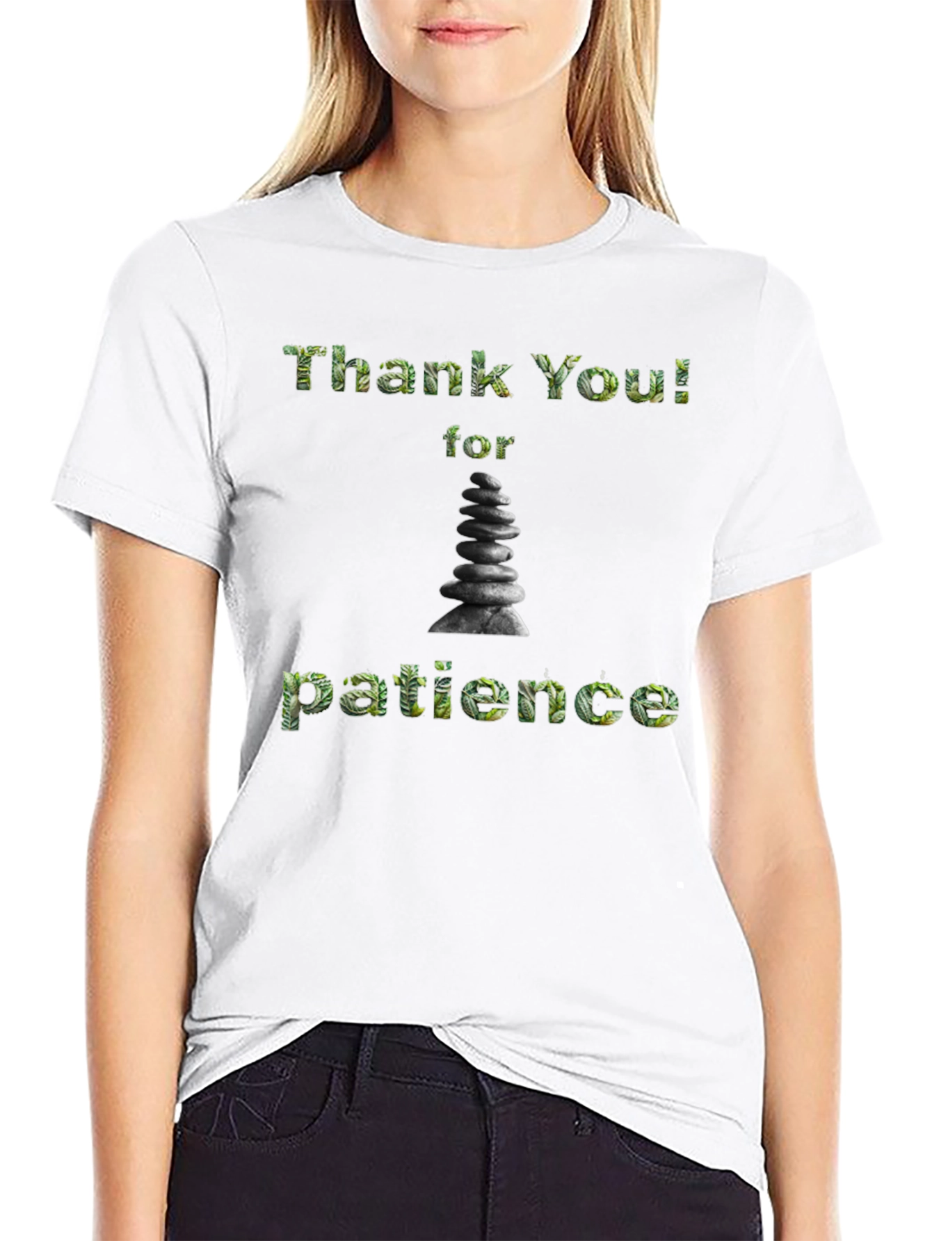 Black Thank You for Patience Zen Stone T-Shirt view 9