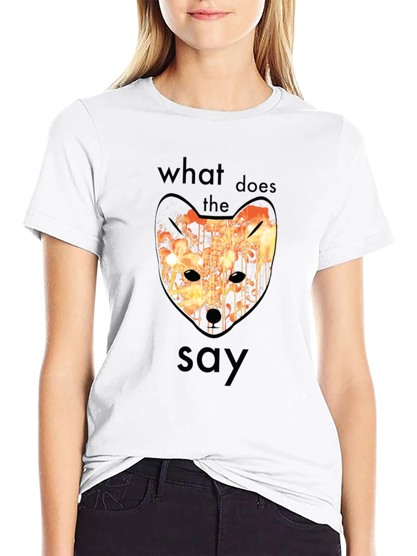 Black Fox Says T-Shirt - Unique Design view 9