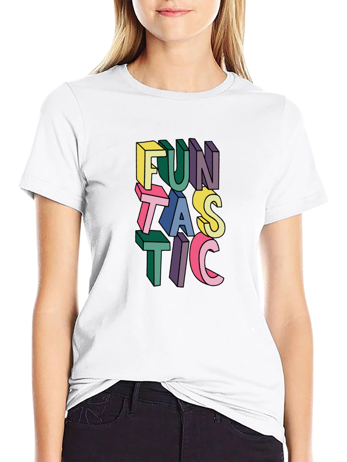 Black Fun Tastic Graphic T-Shirt - Bold Colorful Design view 9