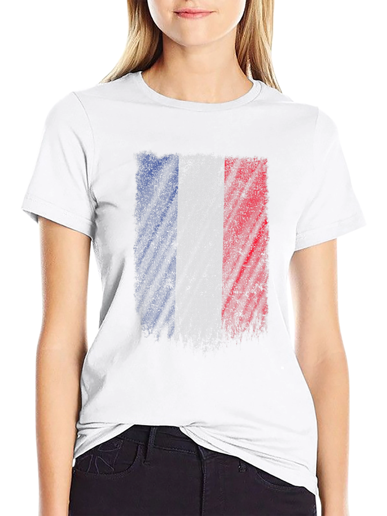 Black France Flag Graphic T-Shirt - Distressed Design view 9