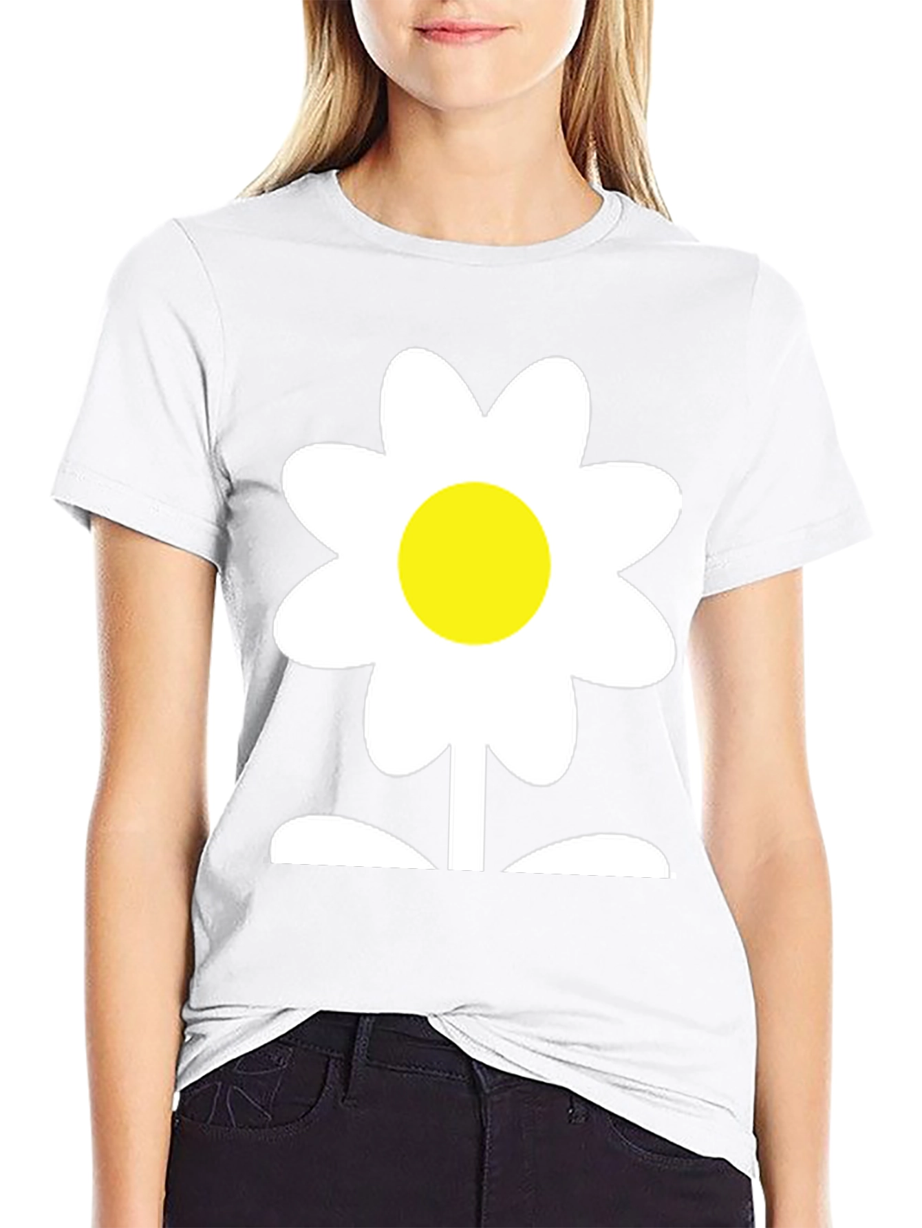 Black Daisy Flower Graphic Tee - Soft Cotton Blend view 9
