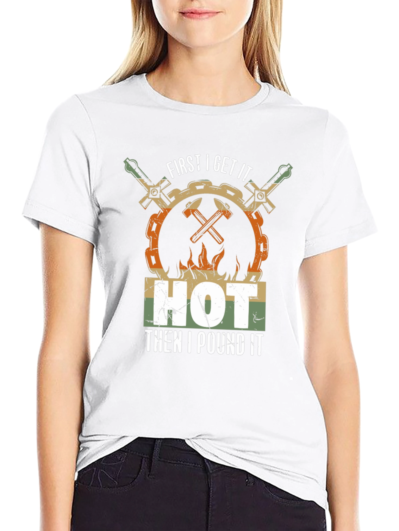 Black Blacksmith Humor T-Shirt: Get It Hot, Then I Pound It! view 9