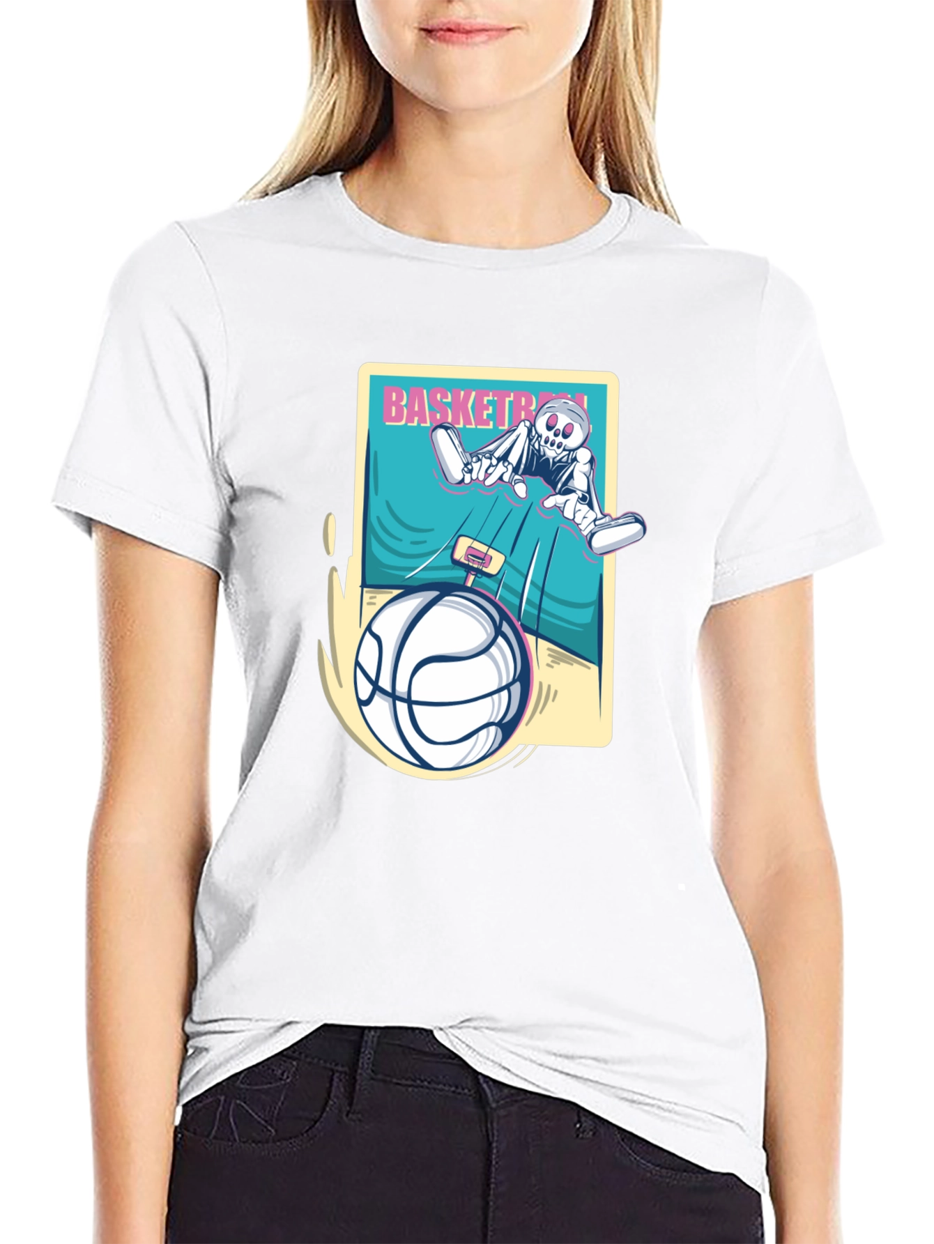 Black Skeleton Basketball Graphic Tee view 9