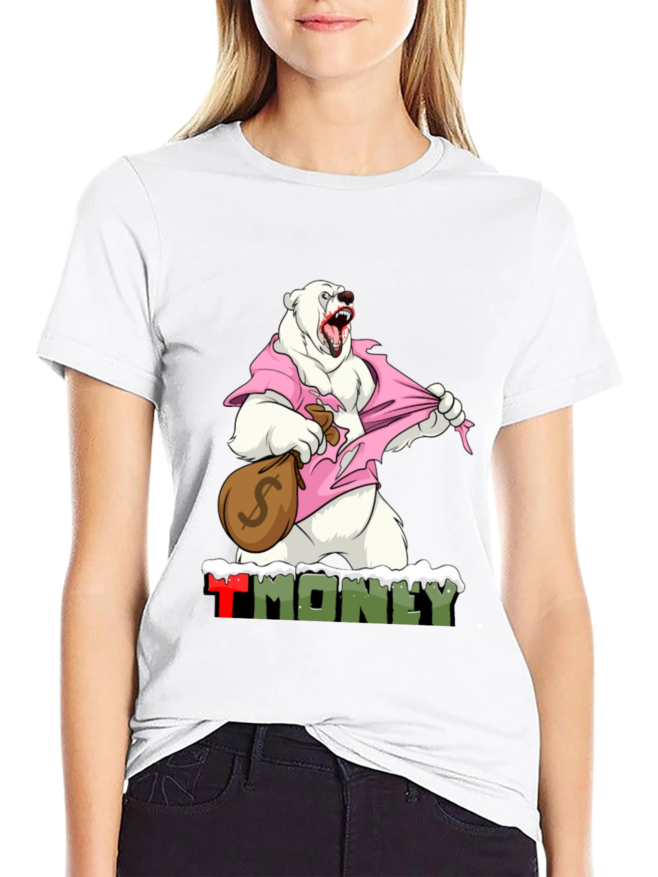 Black Polar Bear Money T-Shirt view 9