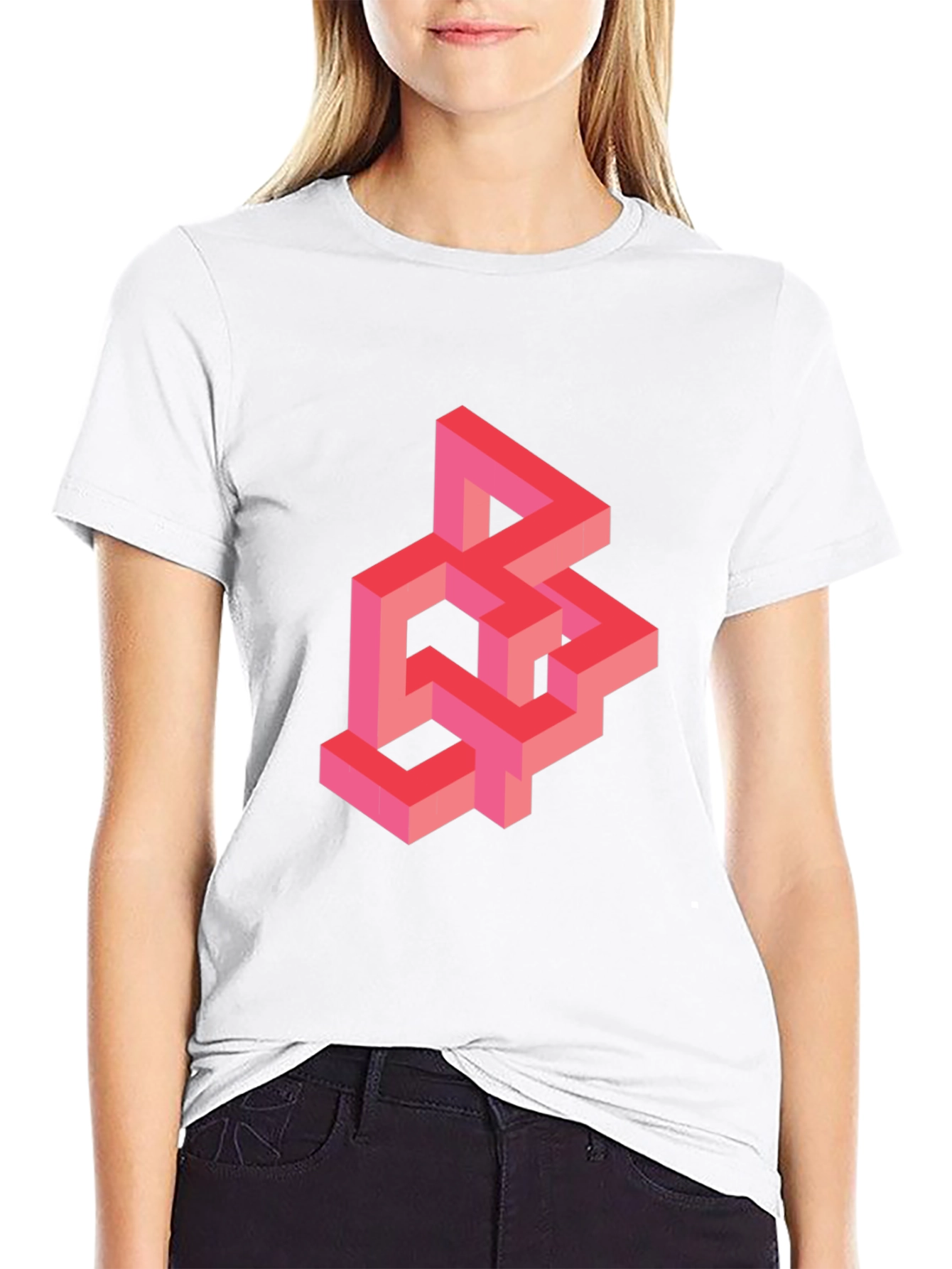 Black Geometric Illusion T-Shirt - Abstract Design view 9