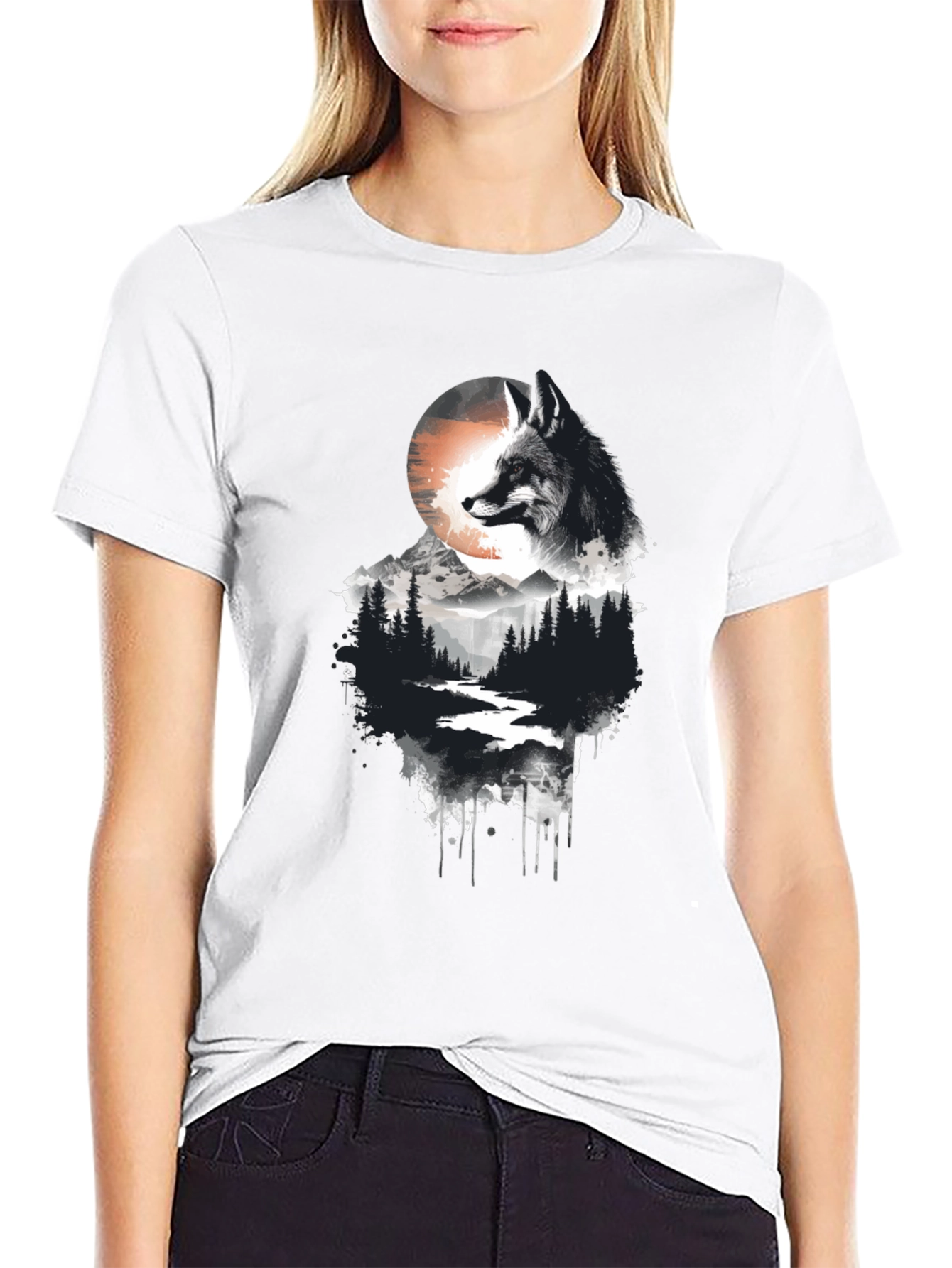 Black Fox Landscape Graphic Tee - Nature Inspired Style view 9