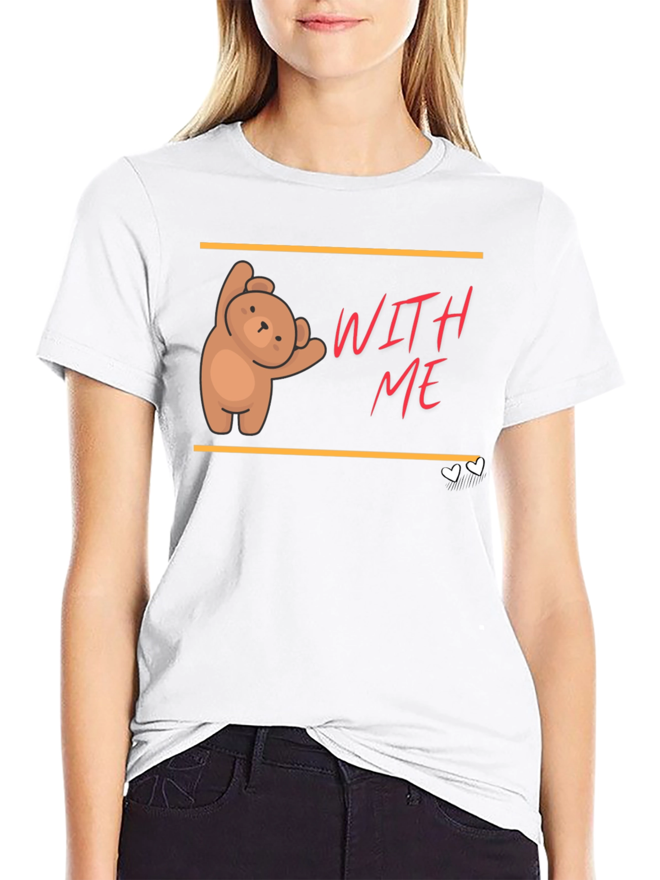 Black Cute Bear Graphic T-Shirt - With Me view 9