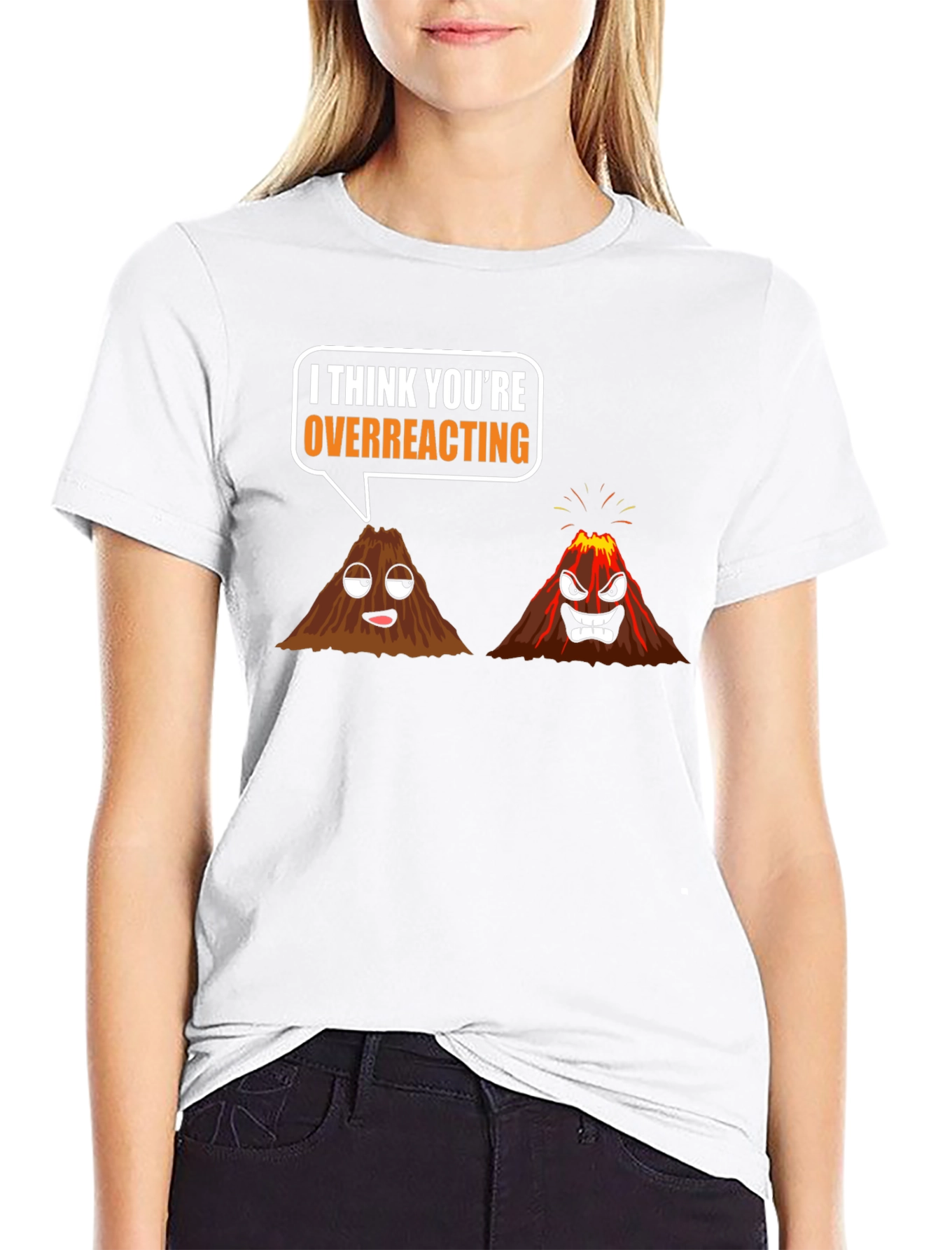 Black Volcano Overreacting Humor Graphic T-Shirt view 9