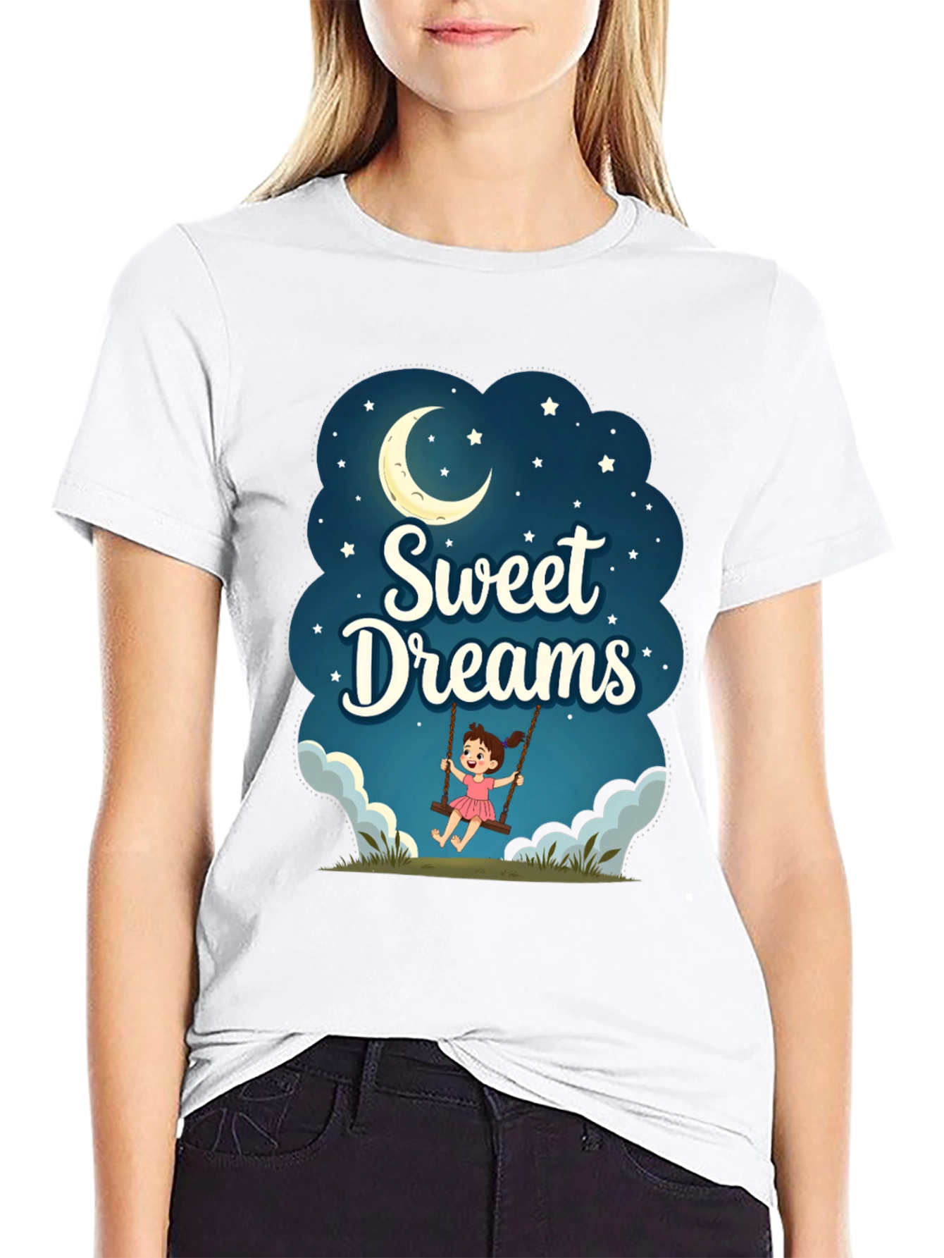 Black Sweet Dreams Graphic T-Shirt - Night Theme view 9