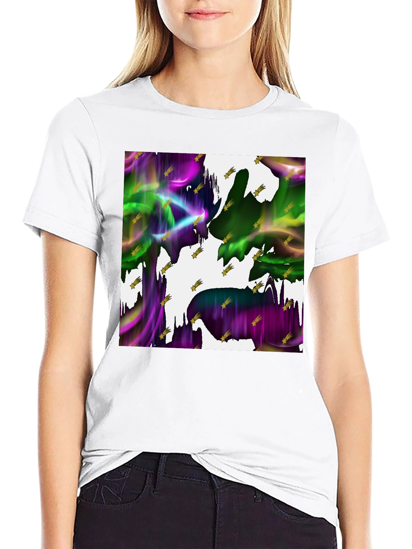 Abstract Starry Night Black T-Shirt - 9