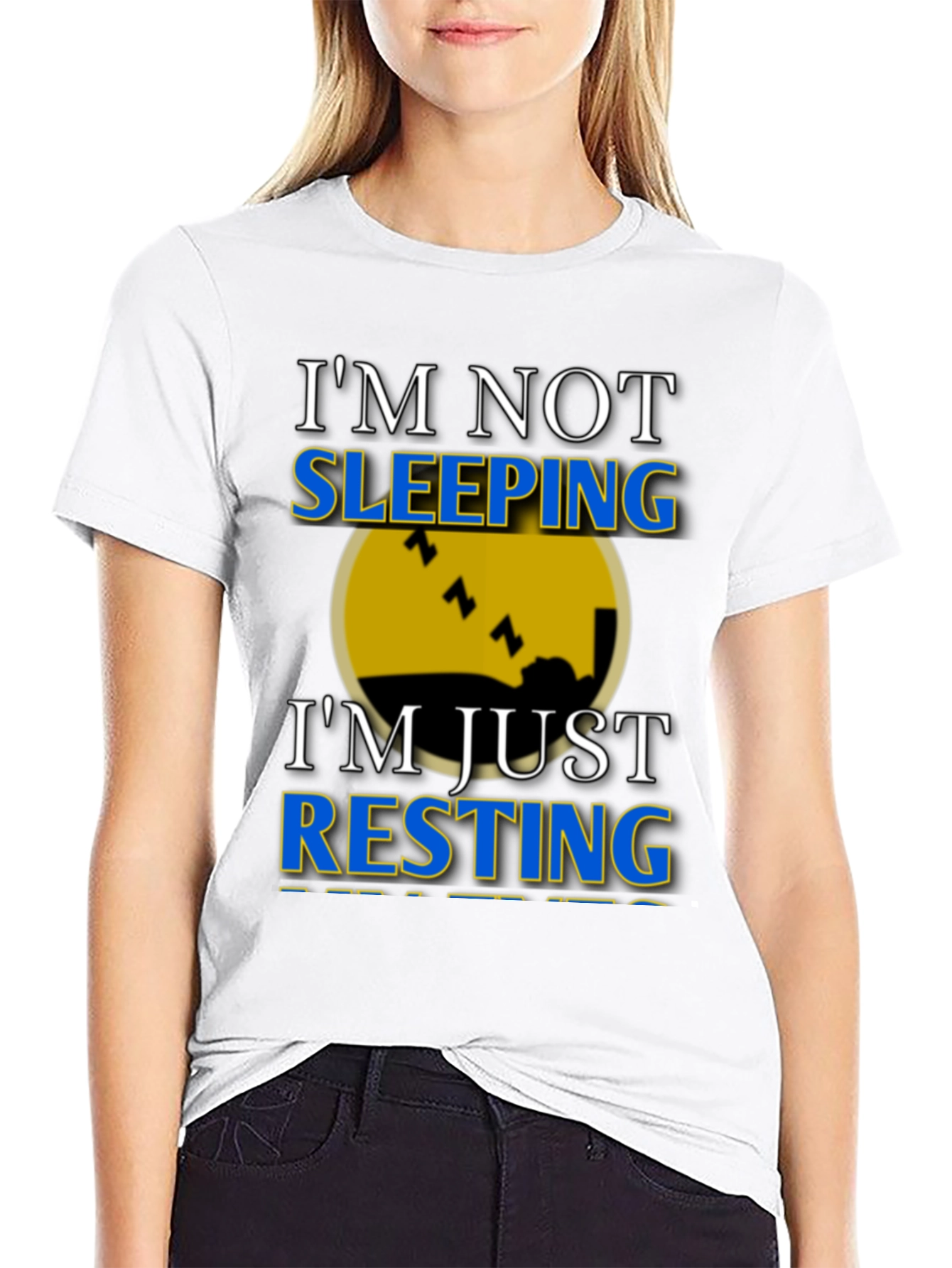 Black I'm Not Sleeping, I'm Resting Graphic T-Shirt view 9
