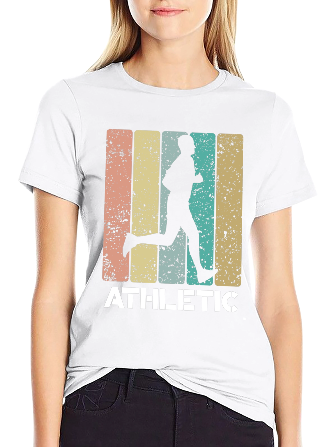 Black Athletic Runner Graphic Tee - Retro Style Black T-Shirt view 9