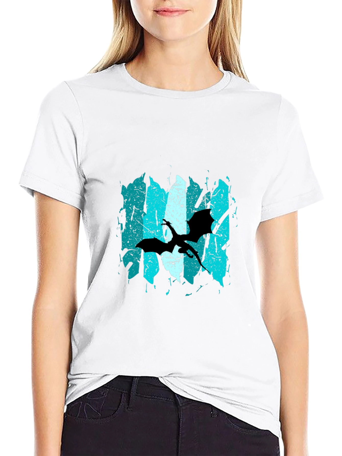Black Grunge Pterodactyl Graphic Tee - Black view 9