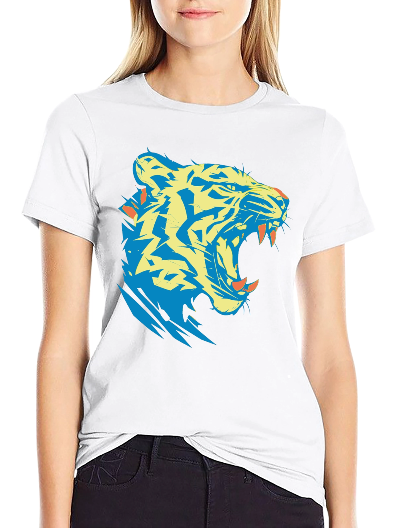 Black Tiger Graphic Tee - Bold Black Cotton T-Shirt view 9
