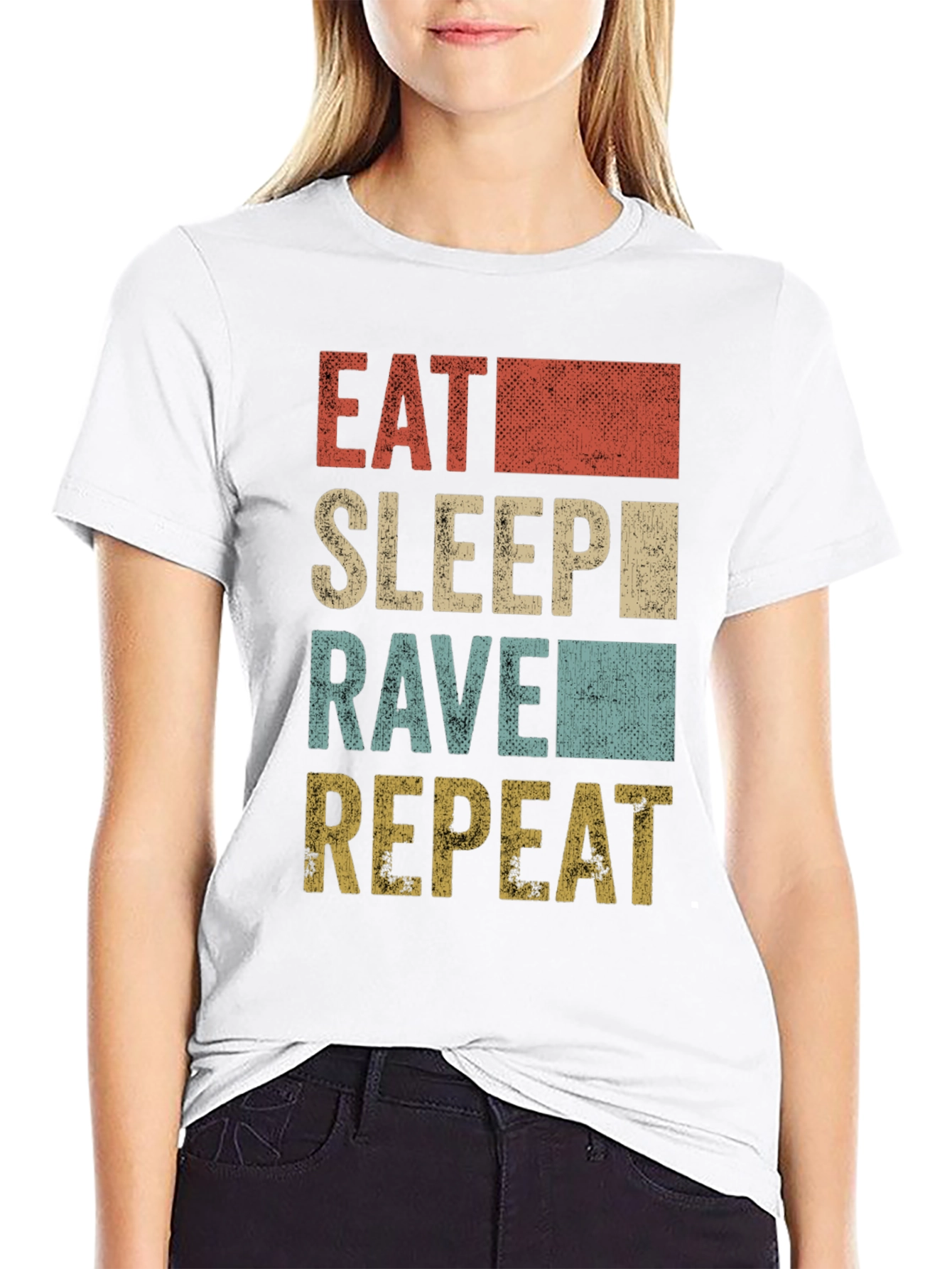 Black Eat Sleep Rave Repeat Men's Graphic T-Shirt view 9