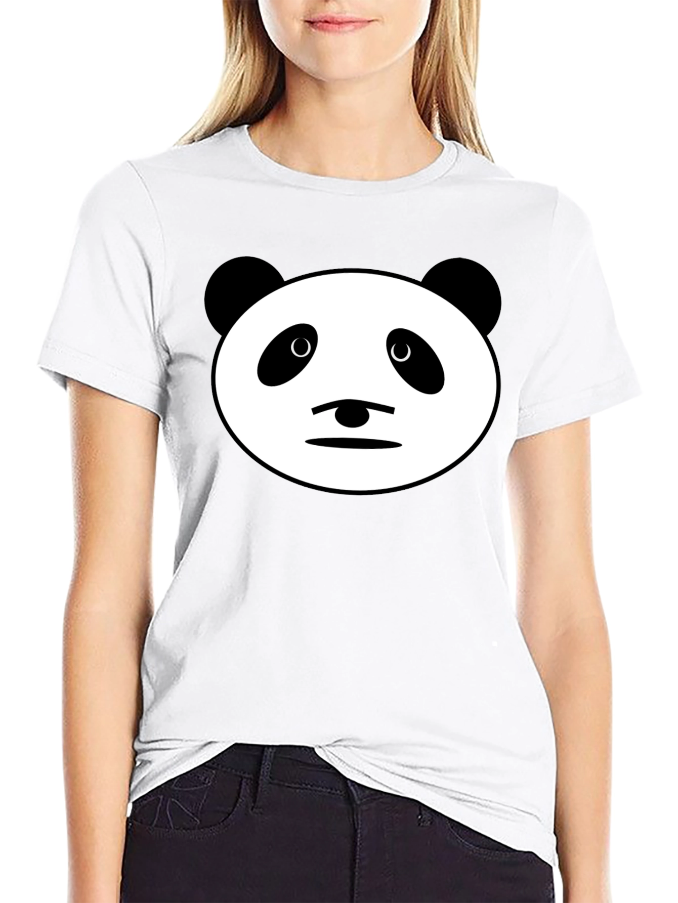Black Panda Face Graphic Black T-Shirt - Men's Casual Wear view 9