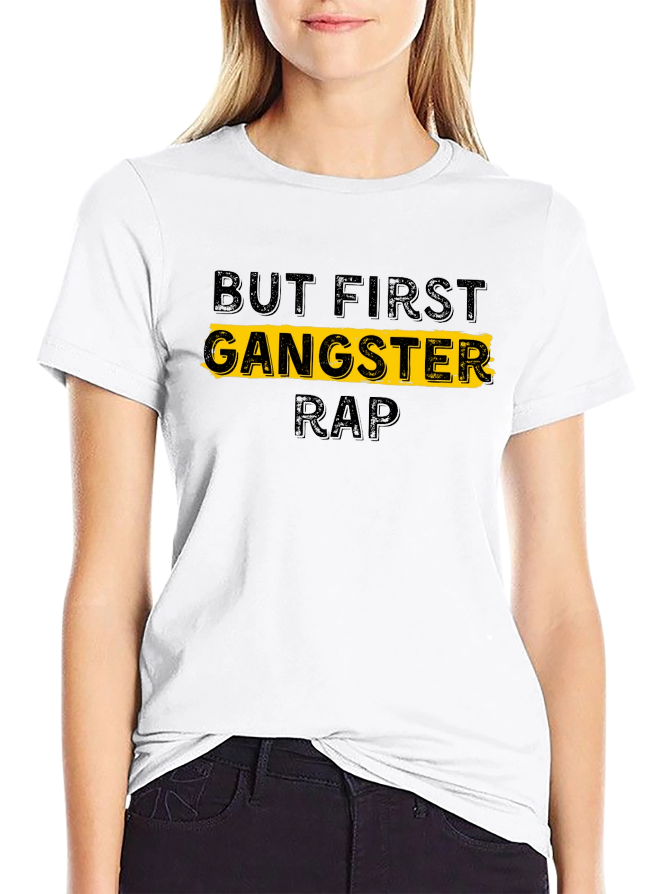 Black But First Gangster Rap T-Shirt - Black view 9