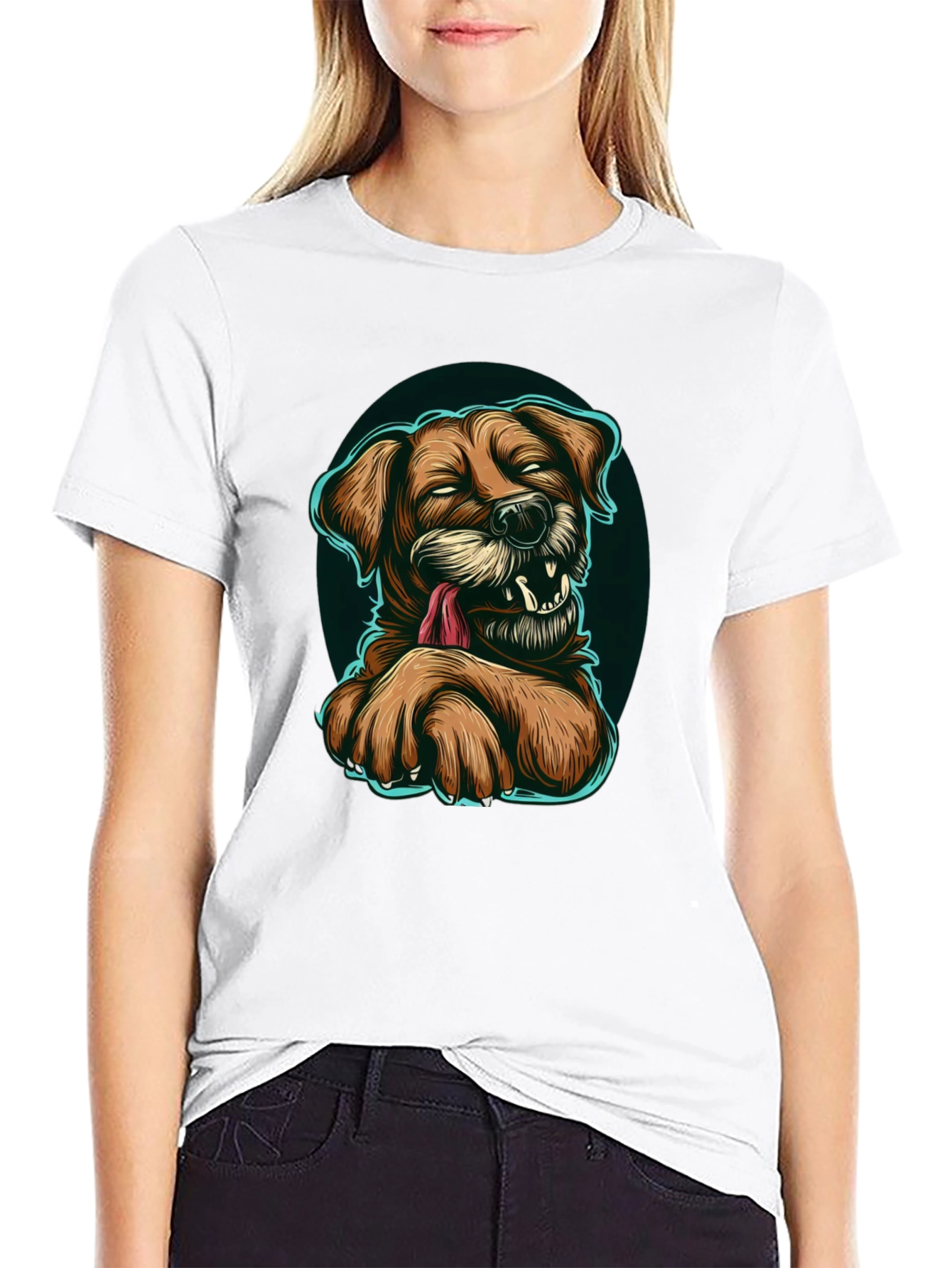 Black Funny Dog Graphic T-Shirt - Black view 9