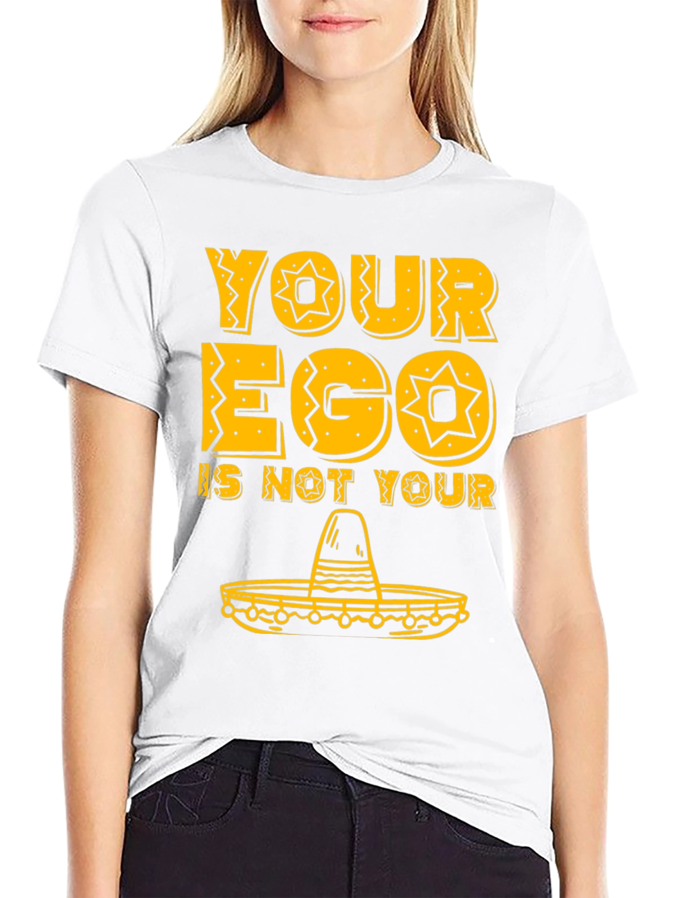 Black Your Ego Is Not Your Amigo Funny Sombrero T-Shirt view 9