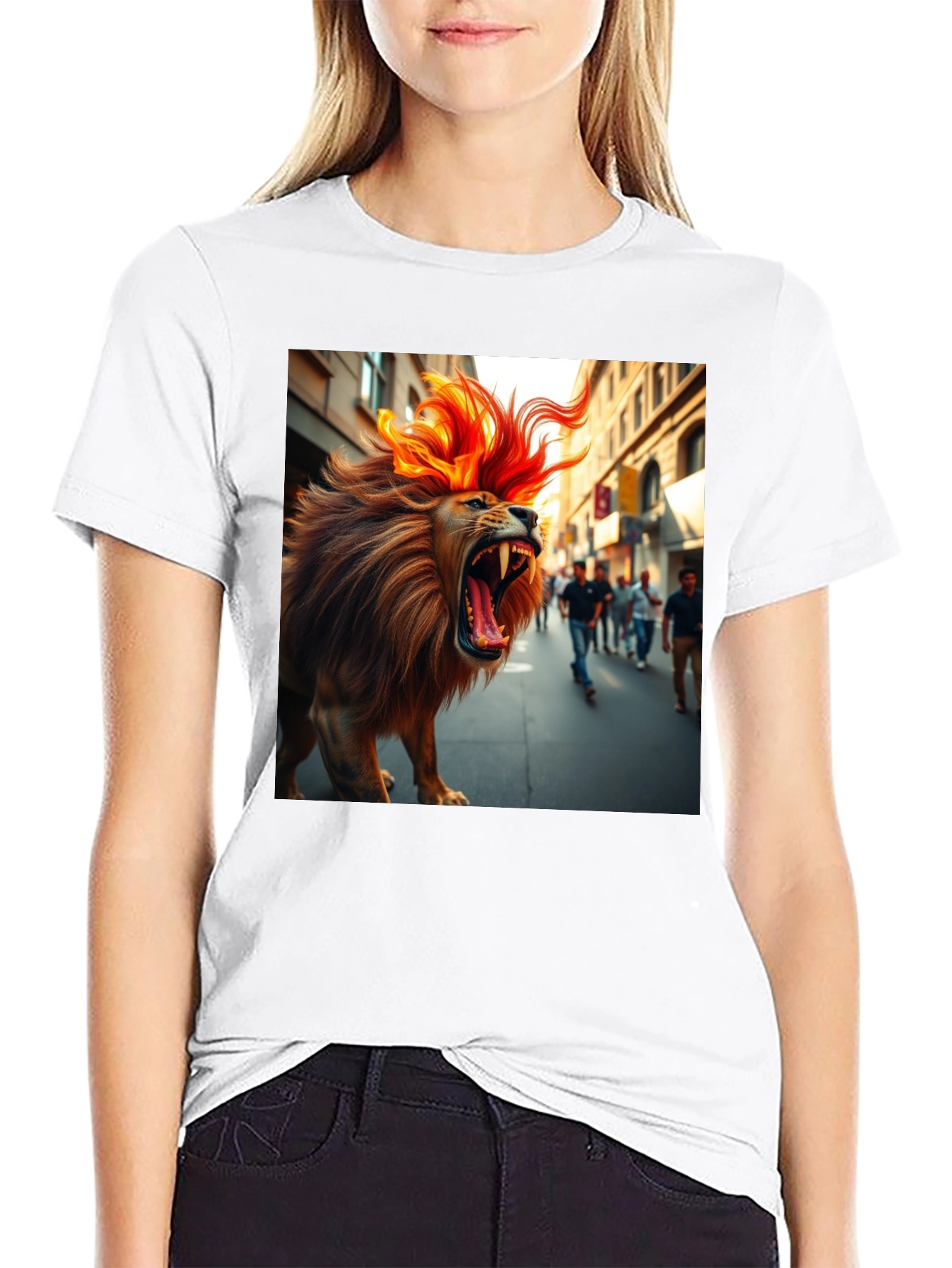 Black Roaring Lion Graphic Tee - Bold Streetwear view 9