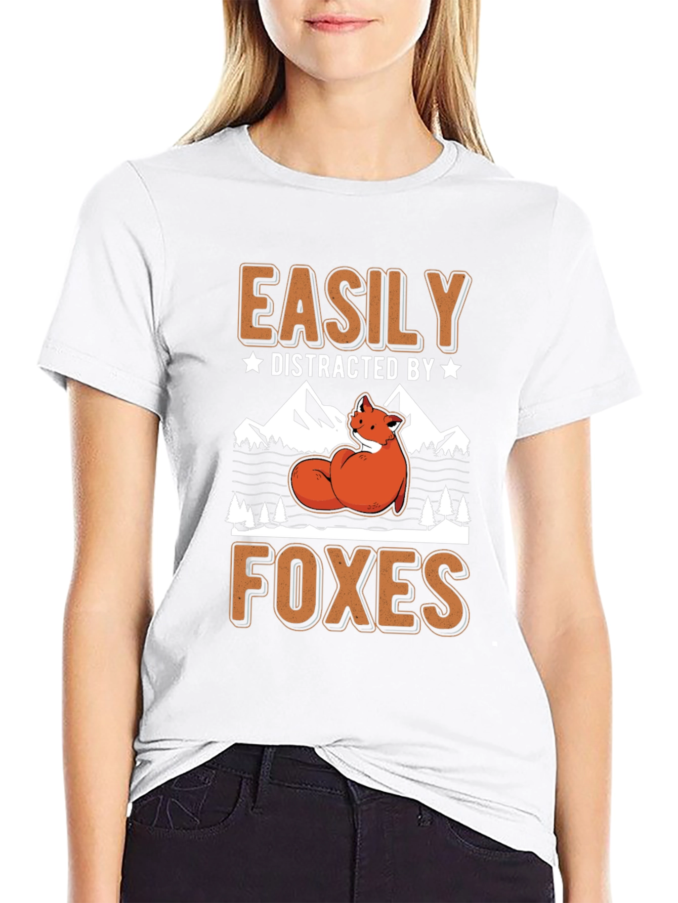 Black Easily Distracted By Foxes Graphic Tee view 9