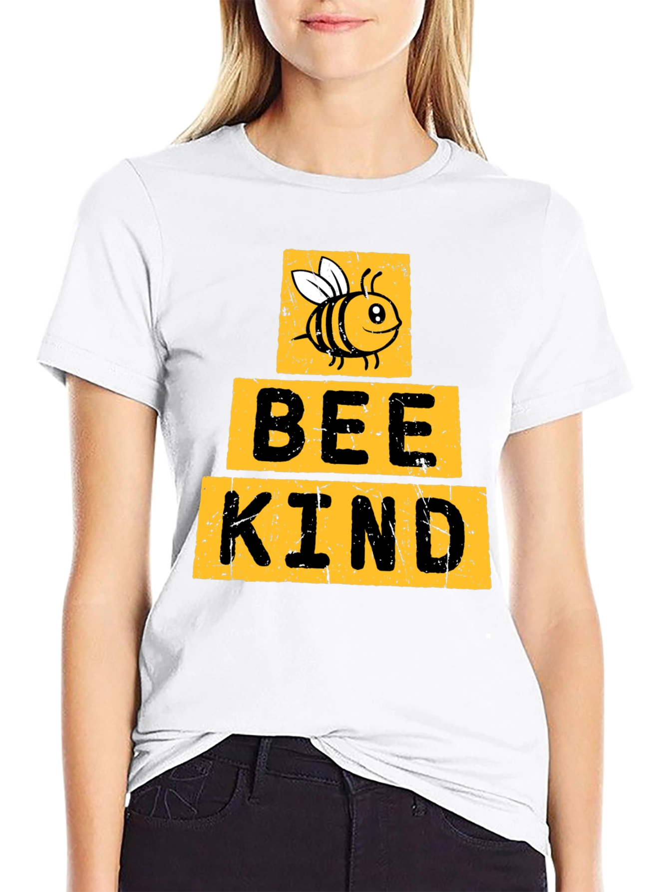 Black Bee Kind T-Shirt - Black Crew Neck view 9