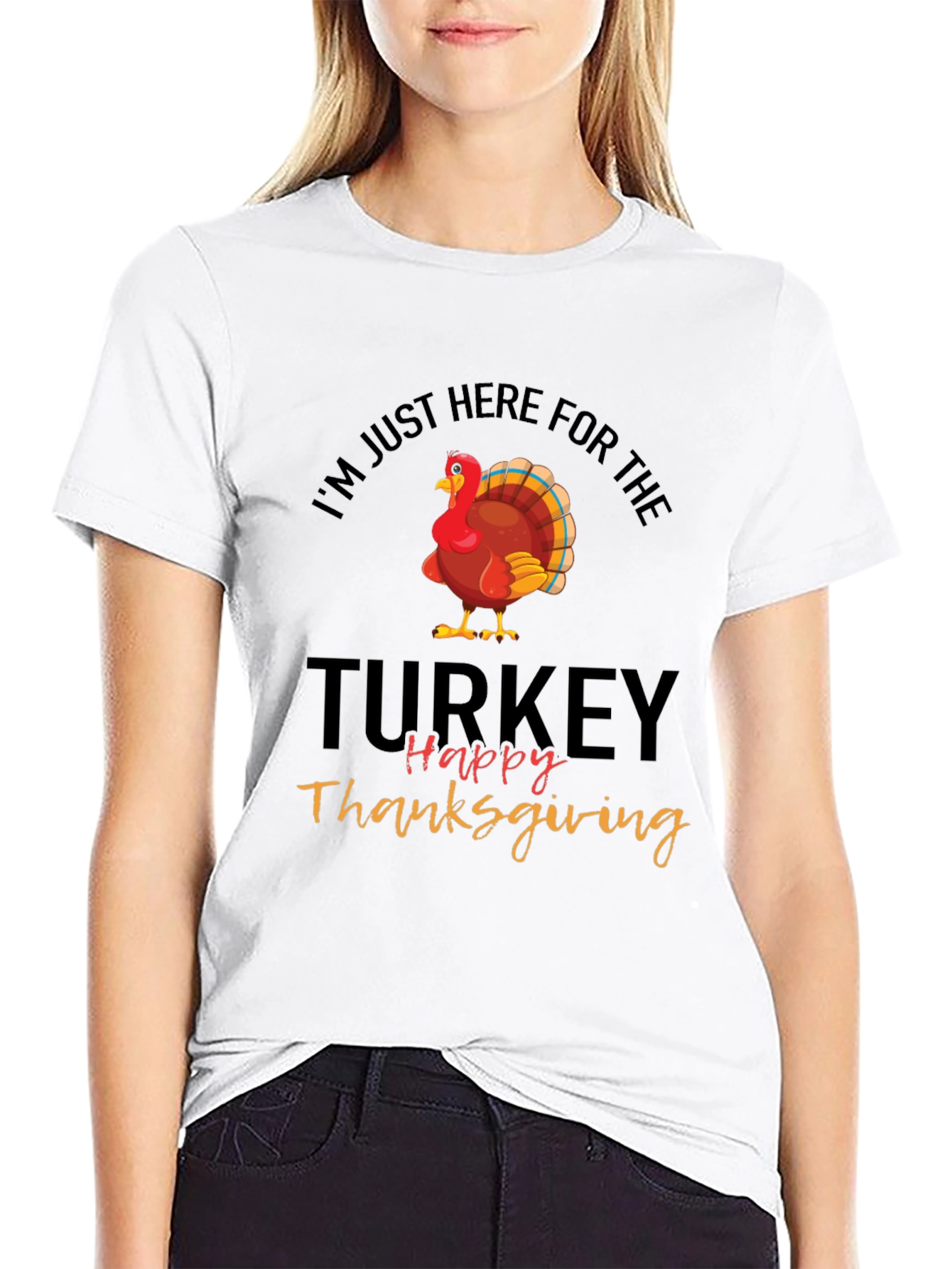 Black Thanksgiving Turkey T-Shirt: I'm Just Here For The Turkey view 9