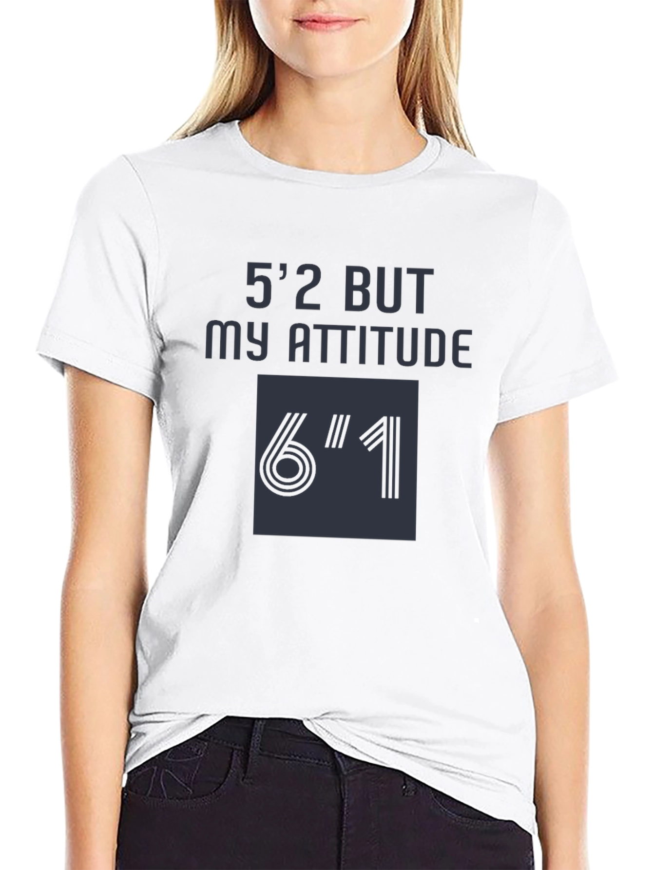 Black Funny 5'2" But My Attitude 6'1" T-Shirt view 9