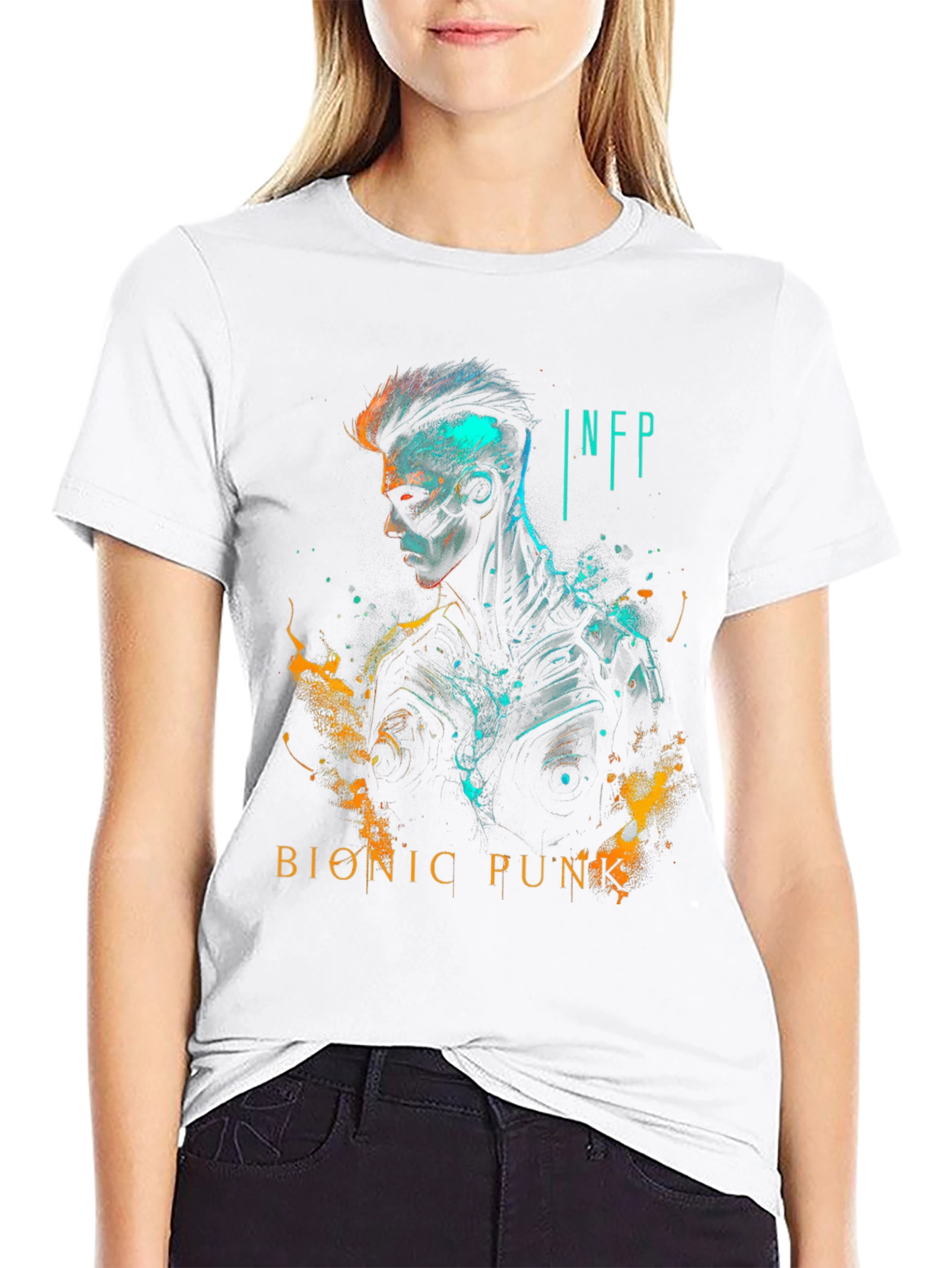 Black Bionic Punk INFP Graphic Tee - Cyberpunk Fashion view 9