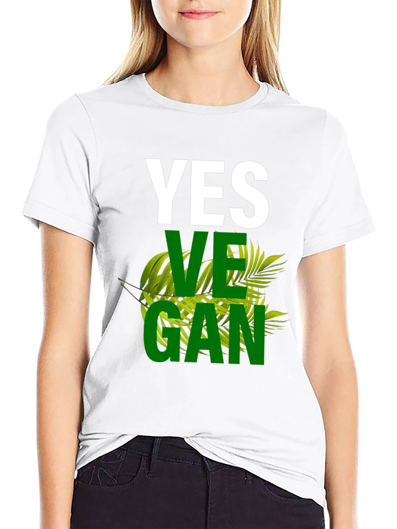 Black Yes Vegan Graphic T-Shirt view 9