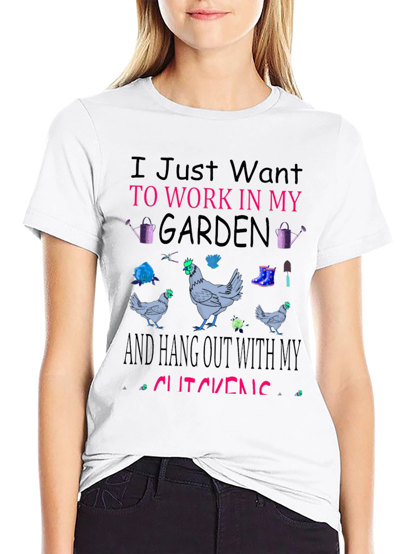 Black Garden Chickens Graphic Tee view 9