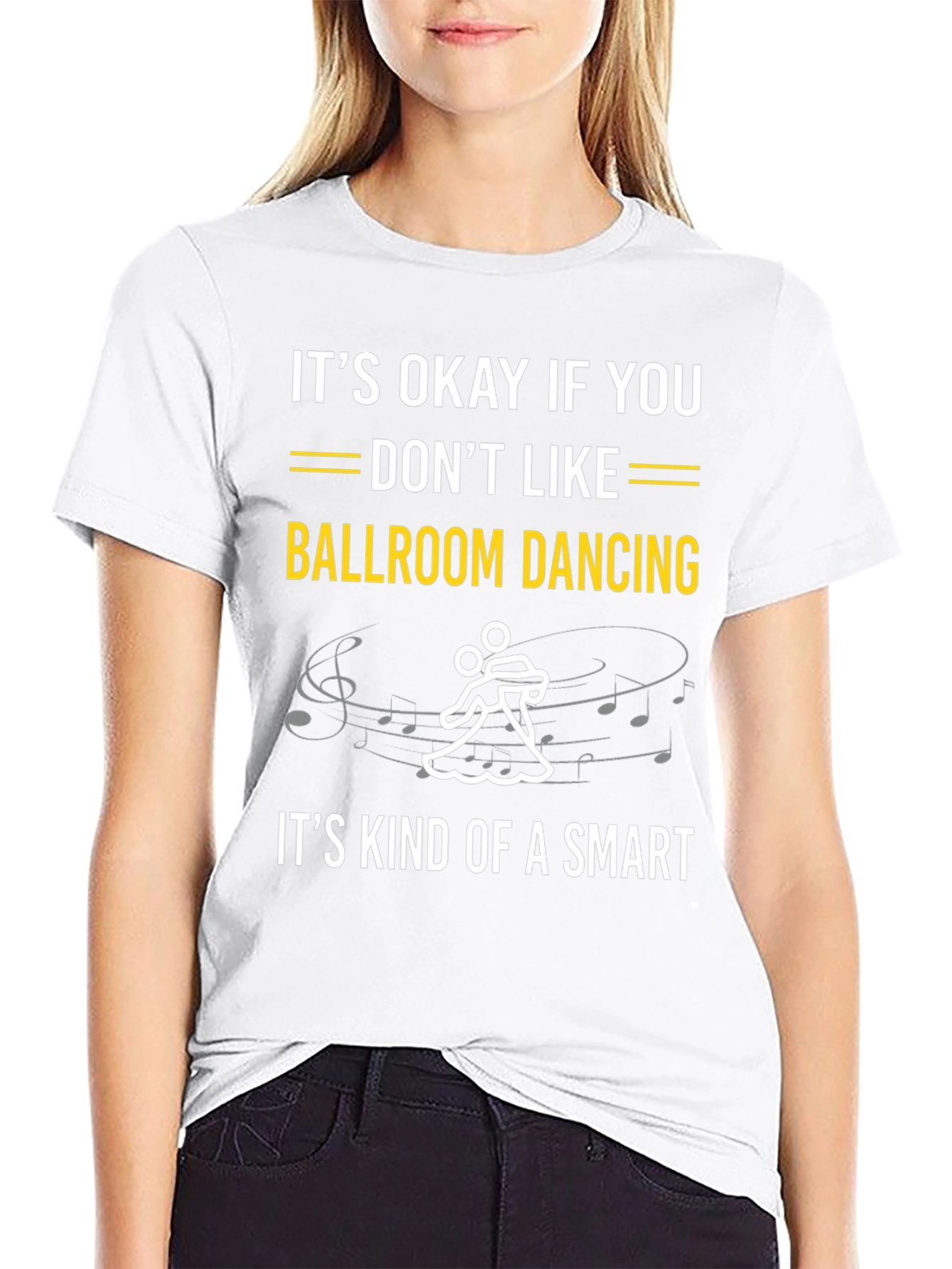 Black Ballroom Dancing Smart T-Shirt - Funny Dance Tee view 9