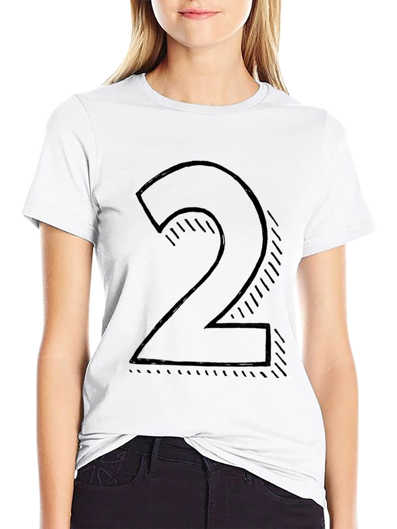 Black Men's Black T-shirt with Number 2 Graphic view 9